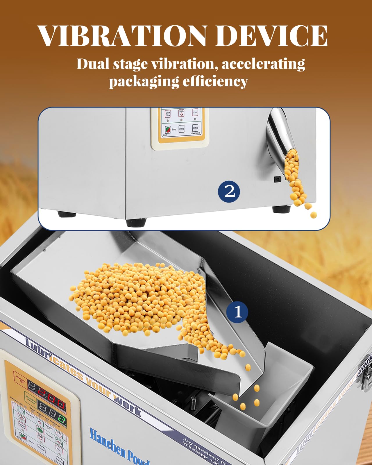 Hanchen Powder Filling Machine 1-20g Powder Packing Machine Automatic Particle Weighing Filling Machine Filler for Tea granules Seeds Grains Powder Glitters with Foot Pedal 110v