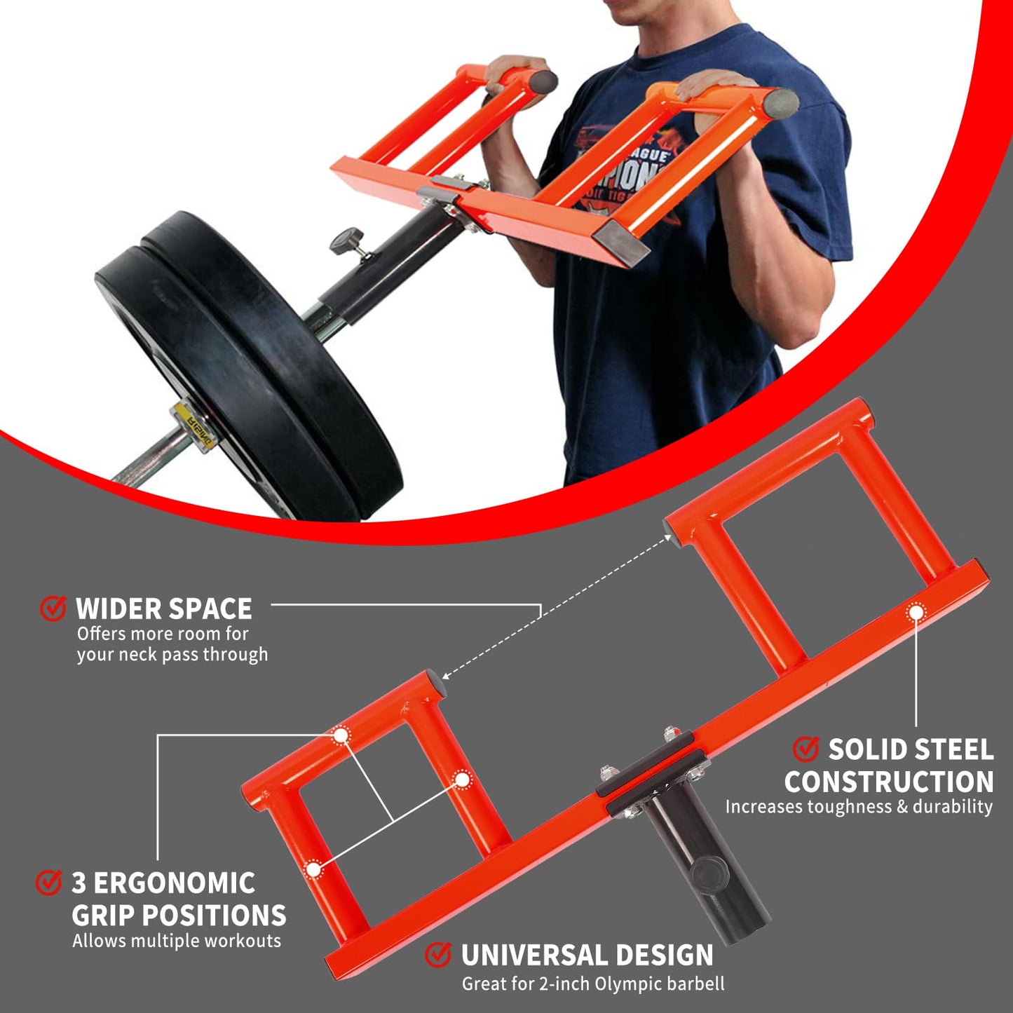 ZUKAM Viking Press Landmine Handle T-Bar Row Attachment for 2-Inch Olympic Barbell (Red)