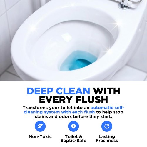 Happy Toilet Cleaner Automatic Toilet Bowl Cleaner - Easy to Install Toilet Tablet Holder - Self-Cleaning Toilet System, Deep Clean with Every Flush - Made in the USA