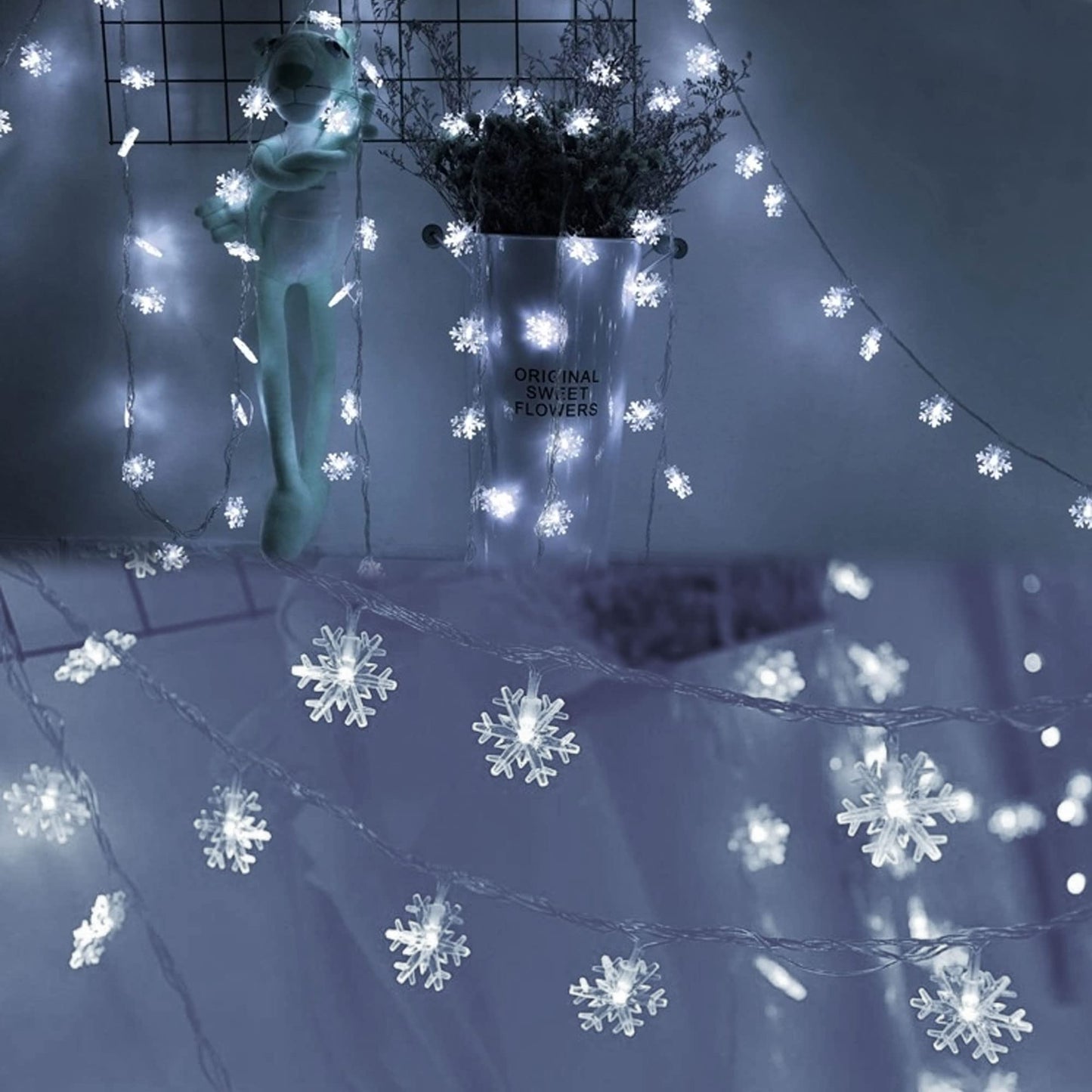 Dazzle Bright Christmas String Lights, 100 LED, 49FT, Waterproof, 8 Modes, White, Model HB-300COI