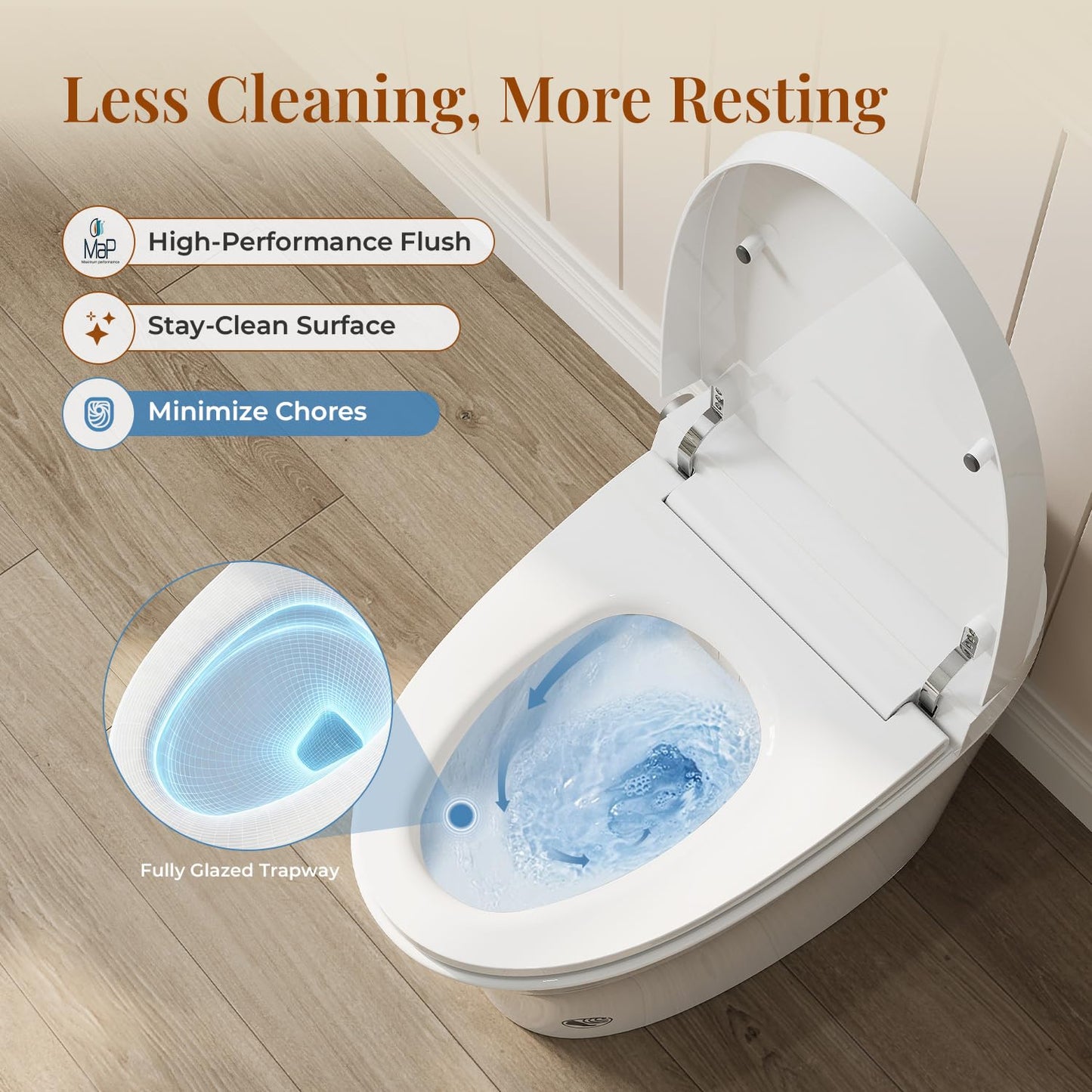 Uncle Brown ST12U Smart Toilet, Bidet Toilet with ADA Height, UVC-Clean Water & PlasmaClean Technology for Enhanced Comfort & Hygiene, Auto open/close lid, Remote Control, Easy-clean