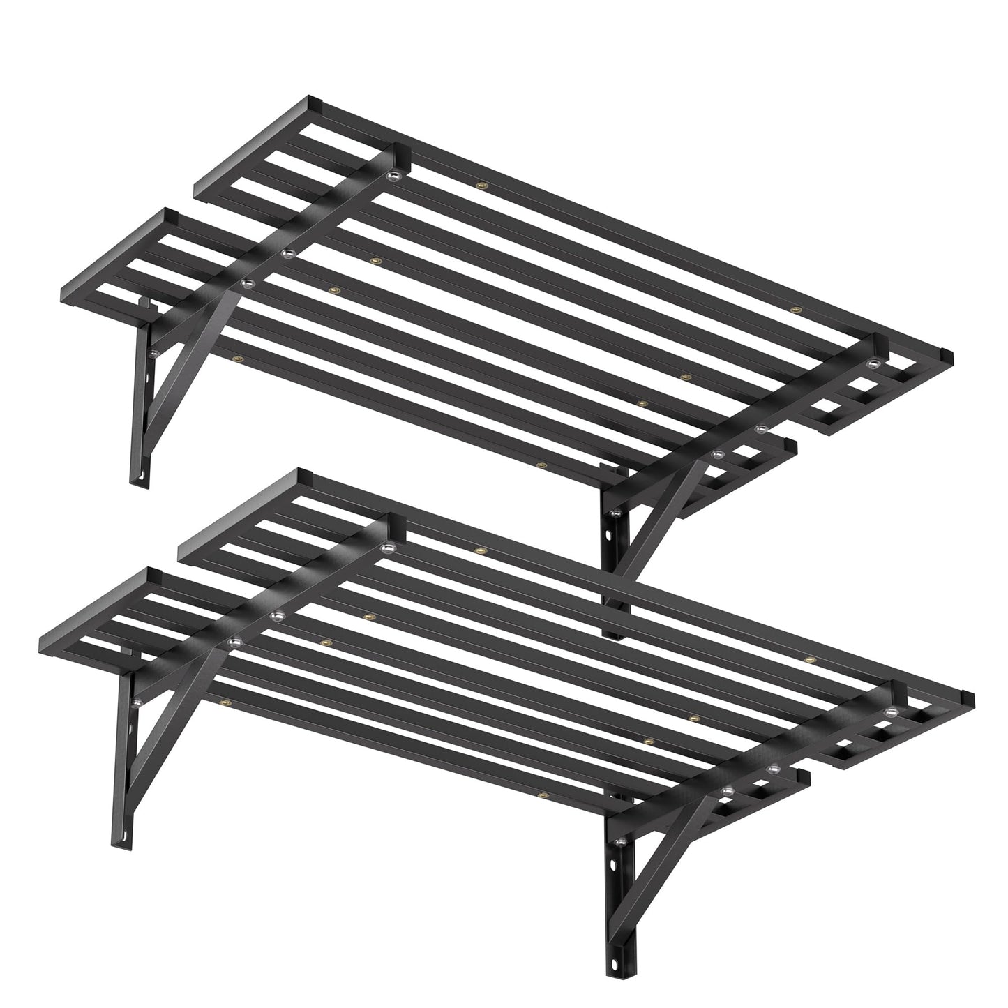 Ultrawall Heavy Duty Garage Wall Shelves, 2 x 4 ft Wall Mounted Storage Shelves, Holds Up to 800Lbs, 2Pack, Black