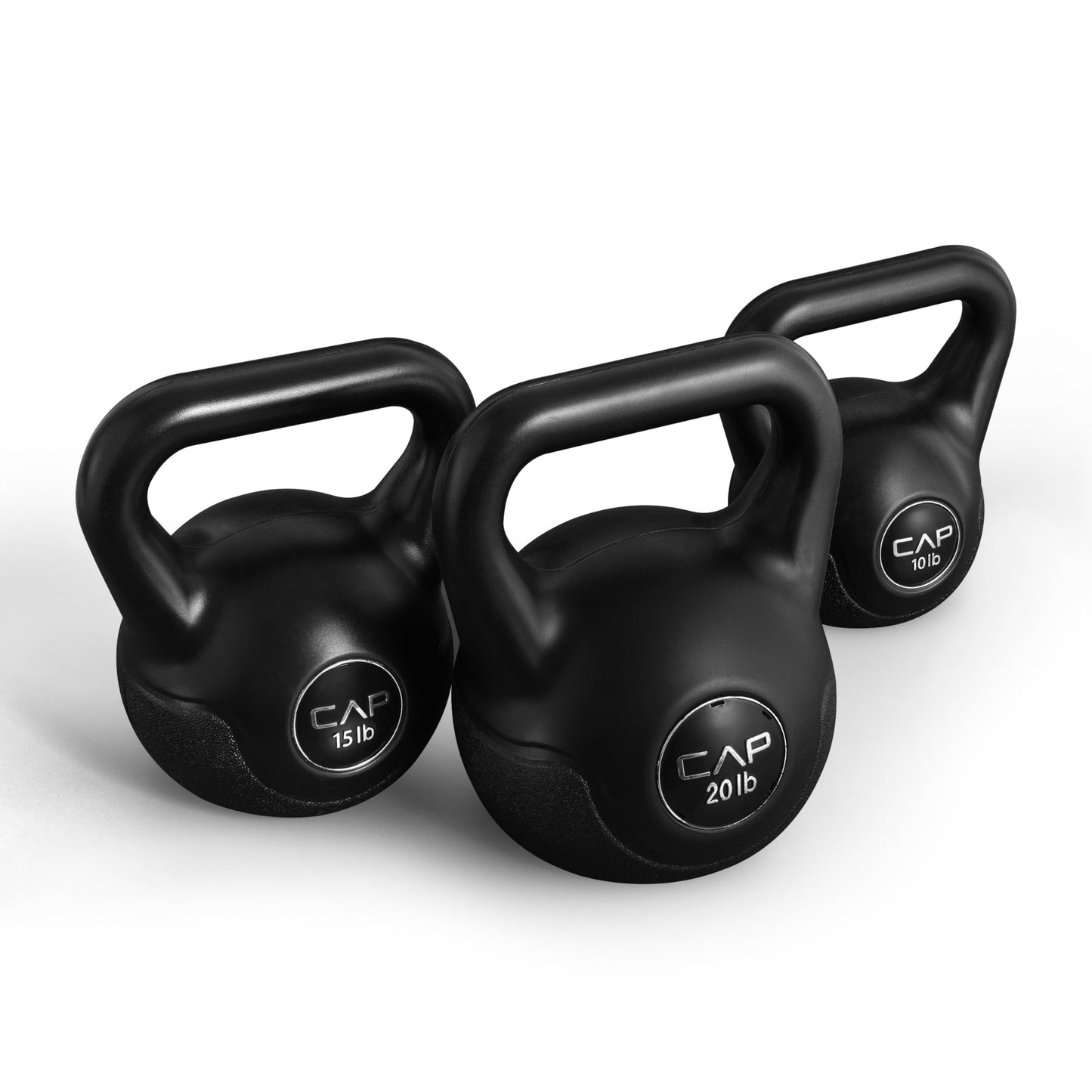 CAP Barbell 45 LB Cement Kettlebell Set – 10 lb, 15 lb & 20 lb Vinyl-Coated Kettlebells for Strength Training, Cardio, Cross Training & Home Gym Workouts