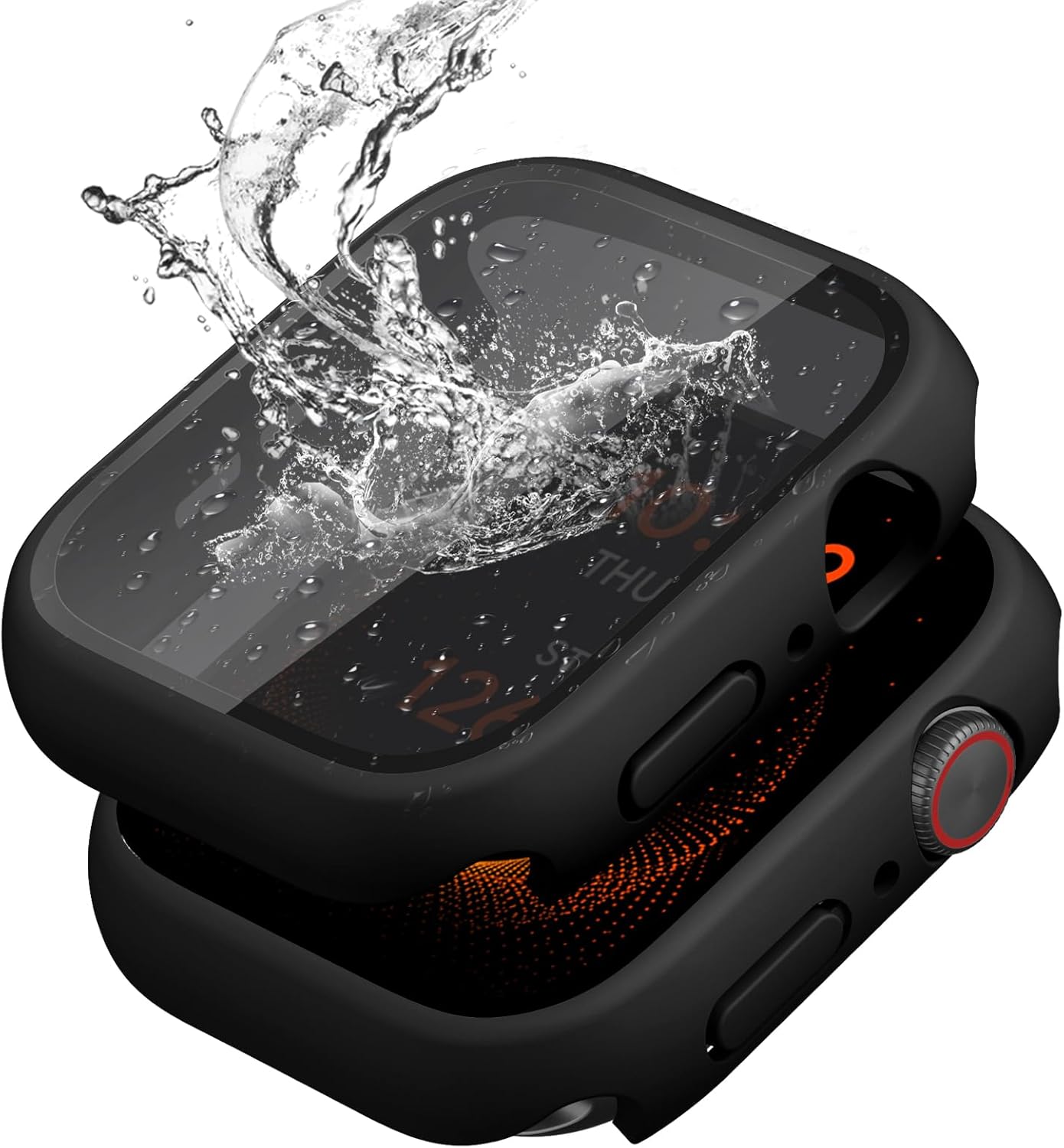 2 Pack 2nd 3 6 5 4 44mm, Waterproof Privacy Hard PC Case with Tempered Glass Screen Protector for Apple Watch SE SE Gen