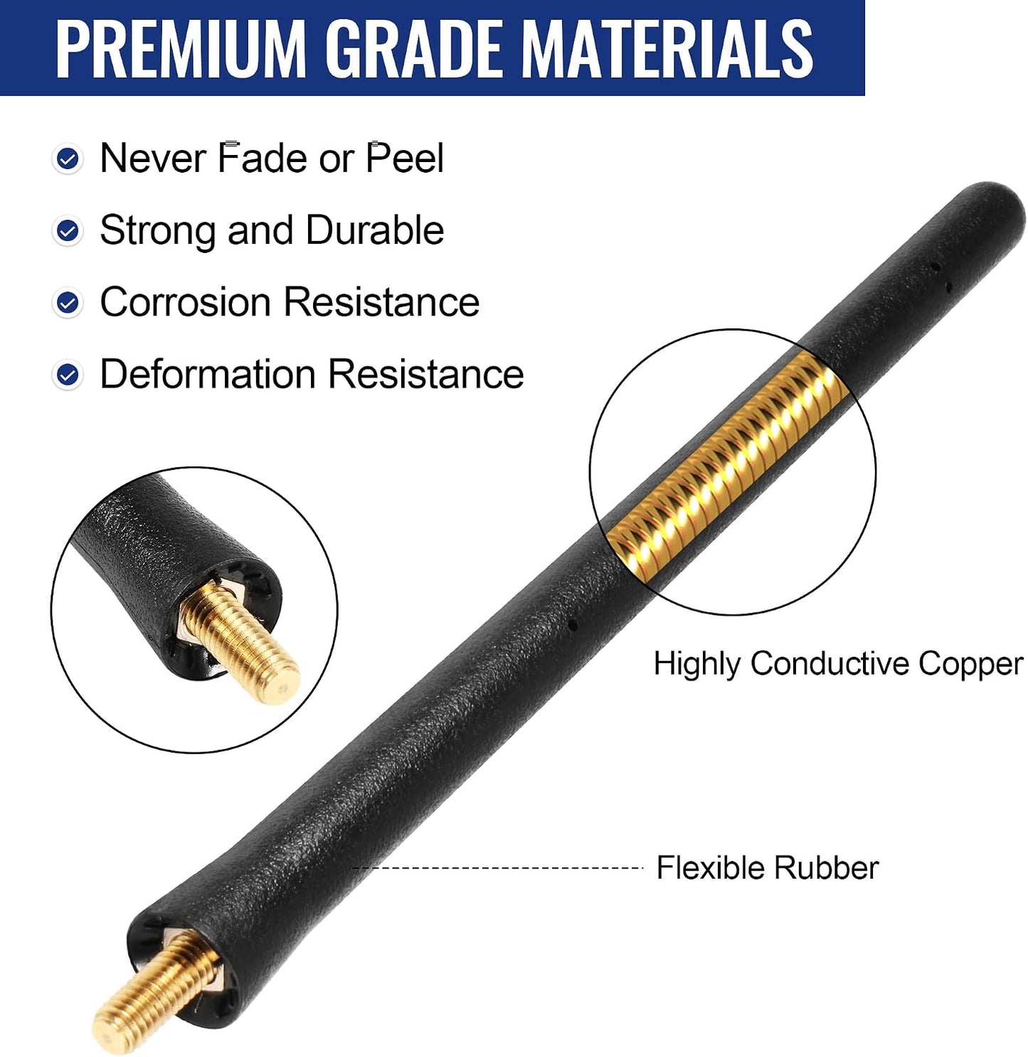 KSaAuto 6 3/4 Inch 1995-2015 Antenna for Toyota Tacoma - Flexible Rubber Short Tacoma Antenna for FM AM Reception