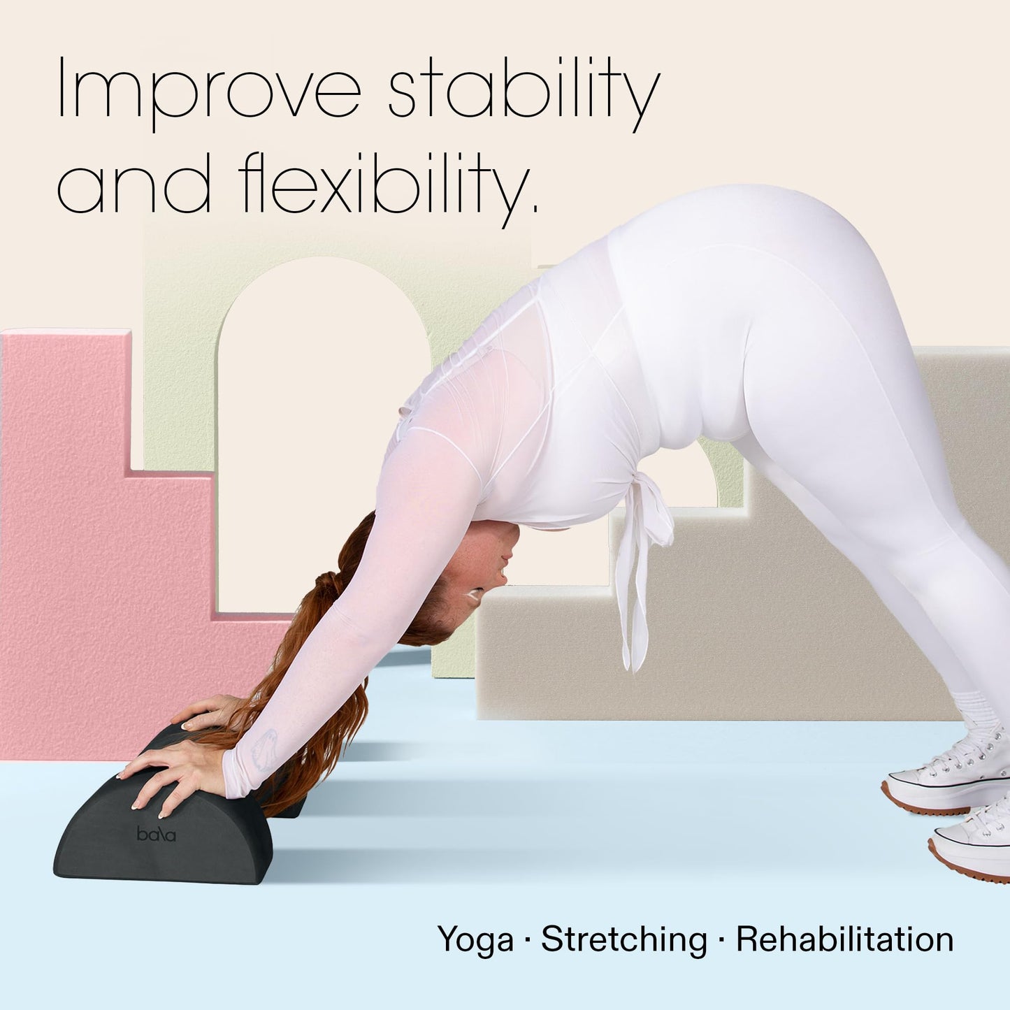 Bala Balance Blocks 2 Pack, Yoga Blocks for Working Out, (Blush) - Semi-Circular Yoga Accessories for Stretching & Exercise - Yoga Equipment for Home Workout - Yoga Block Essentials for Women & Men