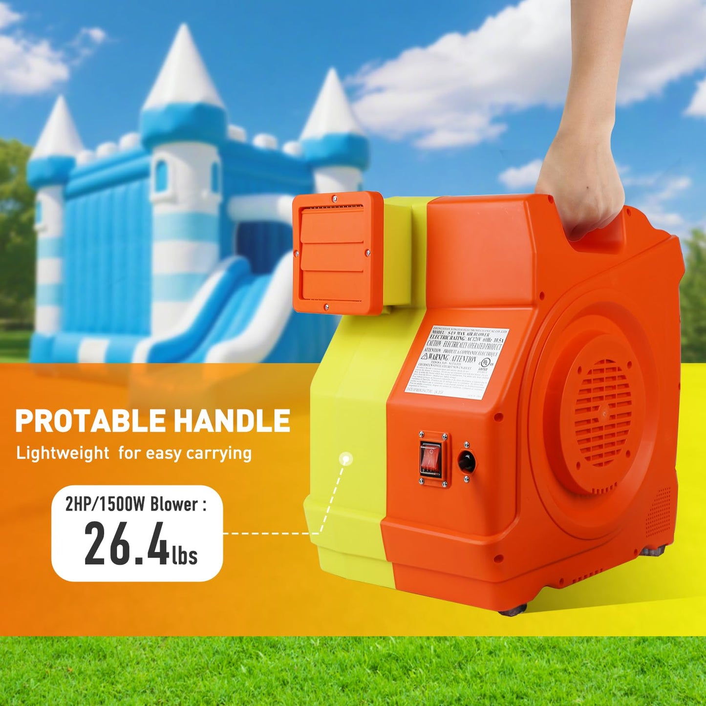 WARSUN Commercial 1500W 2.0HP Air Blower Fan for Giant Inflatable Products Recommended for Bounce House Water Slides, Jumpers, Paint Booths, Party Tents