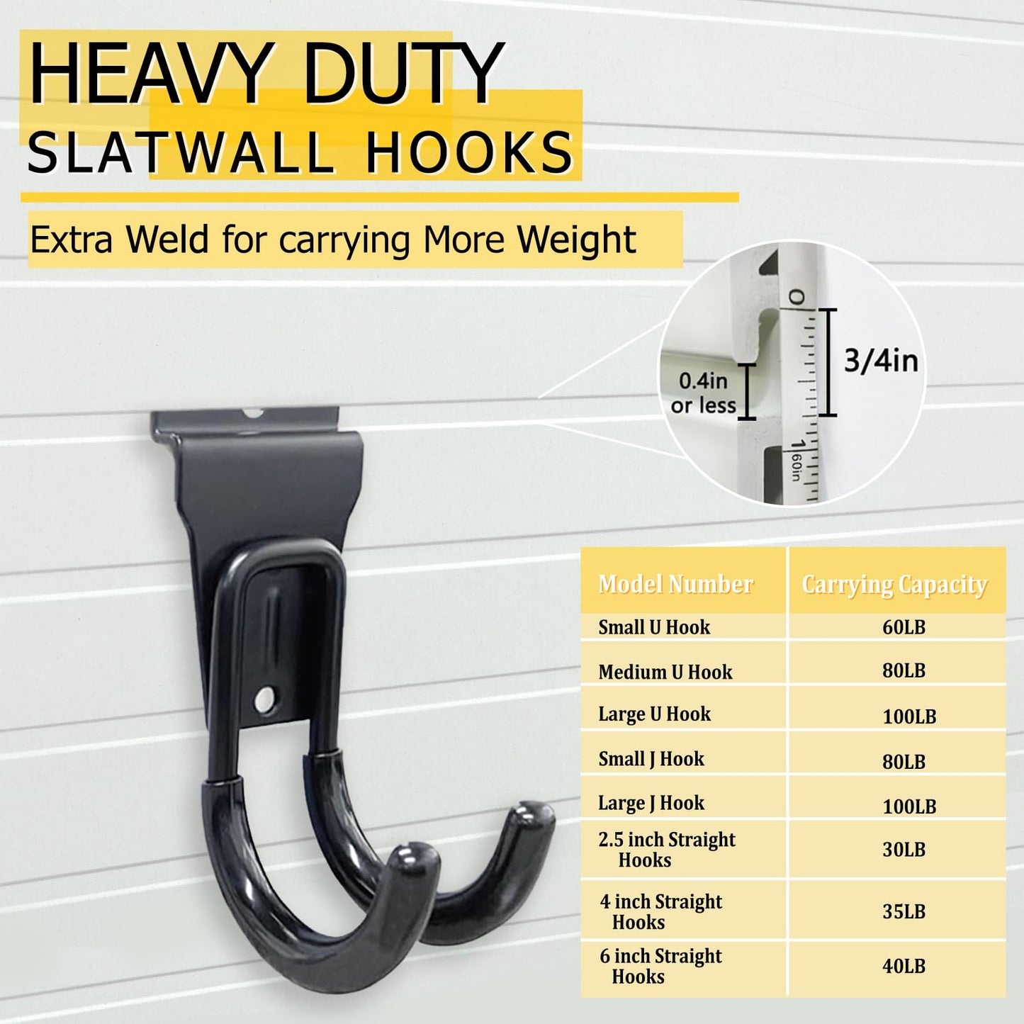 KOFANI Slatwall Accessories, 22 Pack Heavy Duty Steel Slatwall Hooks, Multi-Size Slat Wall Hanging Hooks for Ladders, Bikes, Garage and Garden Tools (ProSlat & Slatwall Panel Compatible)