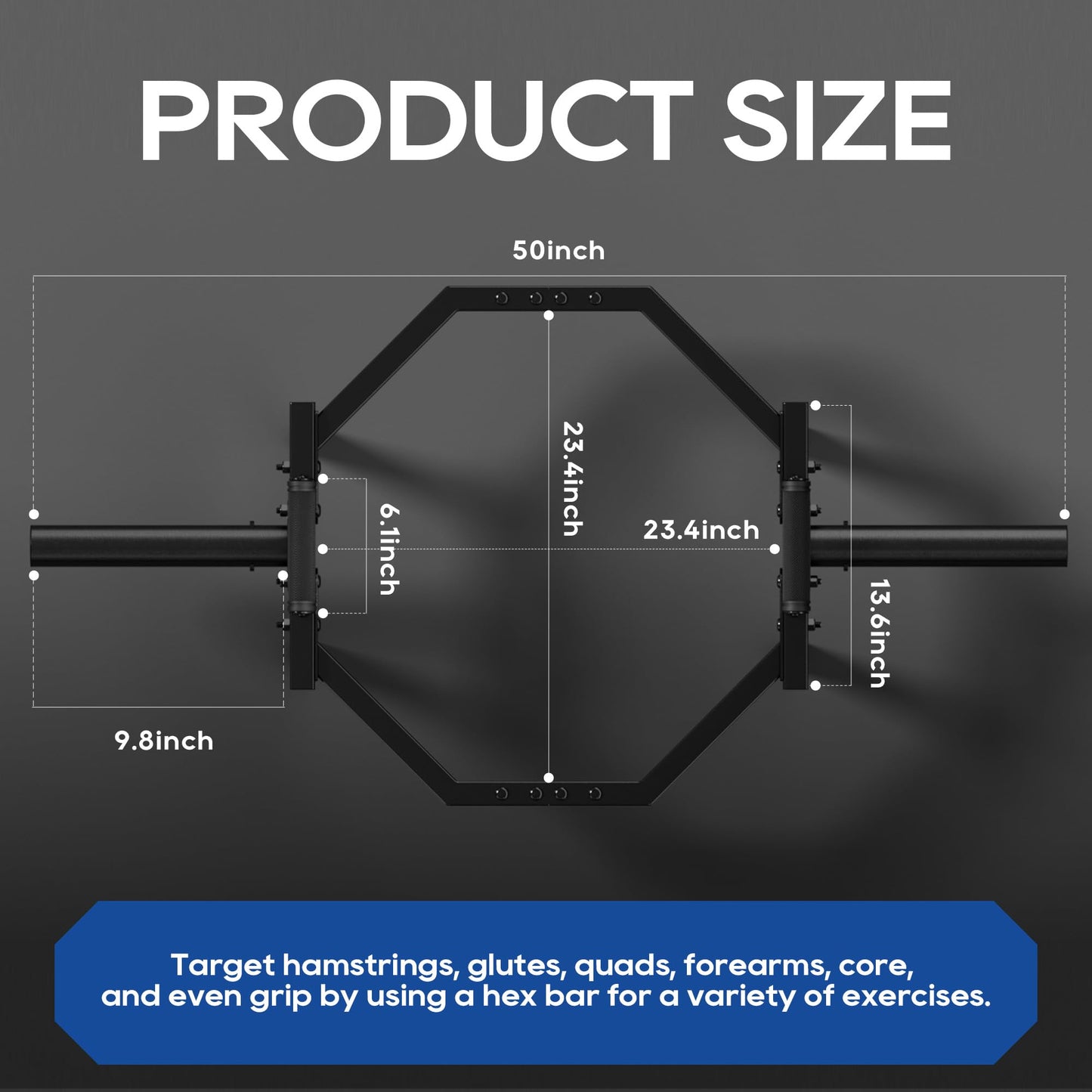 Olympic Trap Bar Barbell, Hex Bar, Shrug Bar, Deadlift Bar with rubber grip