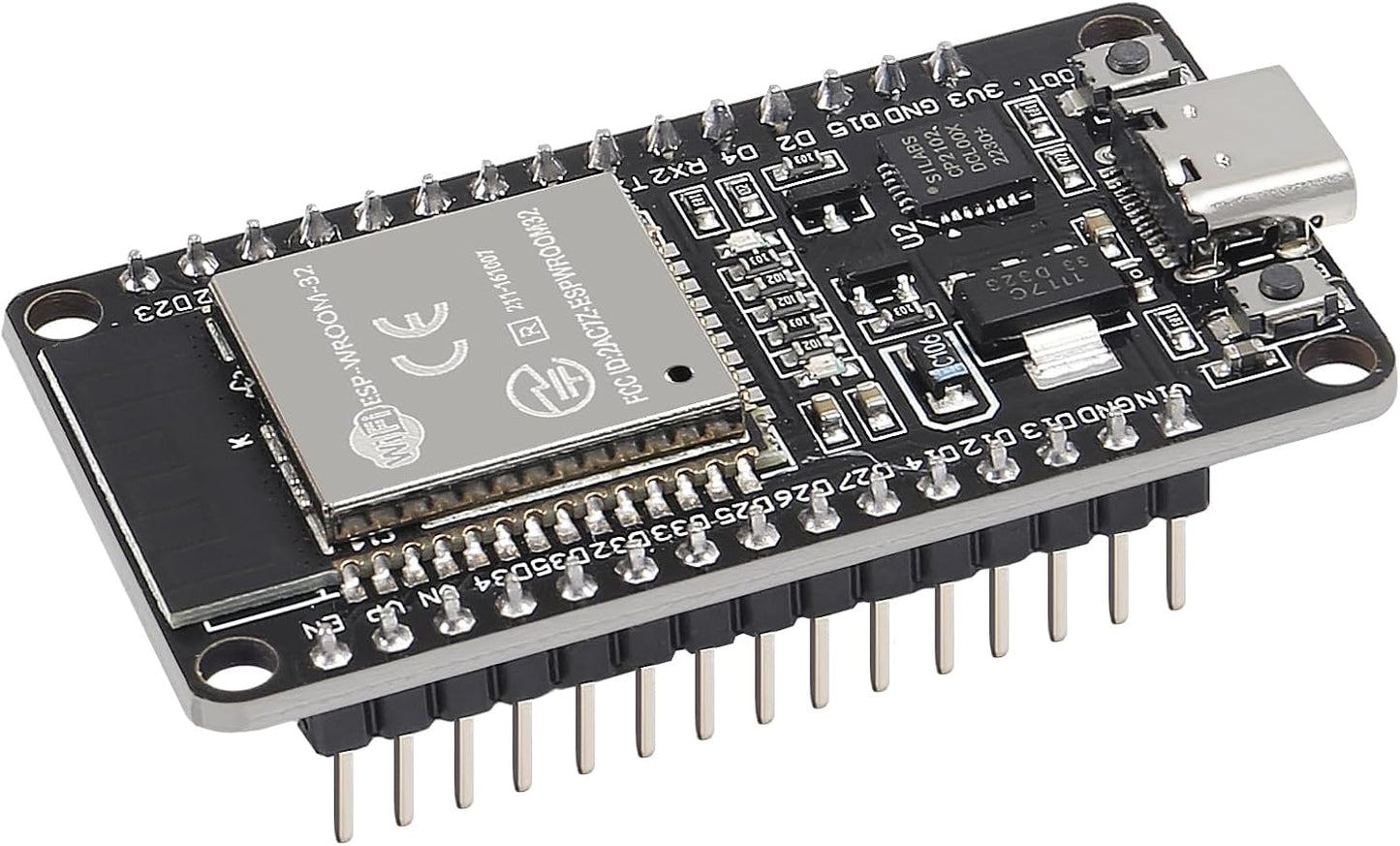 AITRIP 2PCS ESP-32 CP2102 Chip+2PCS 0.96 Inch I2C 12864 SSD1306 30pcs 20cm USB-C Development Board OLED IIC Display
