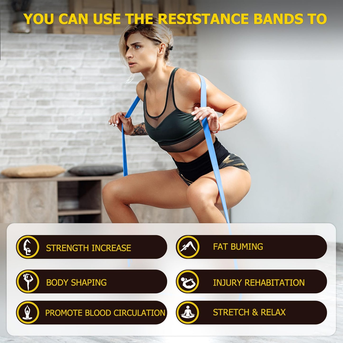 Pull Up Bands, Resistance Bands, Pull Up Assistance Band Exercise Bands for Men & Women Working Out, Body Stretching, Physical Therapy, Muscle Training - Black