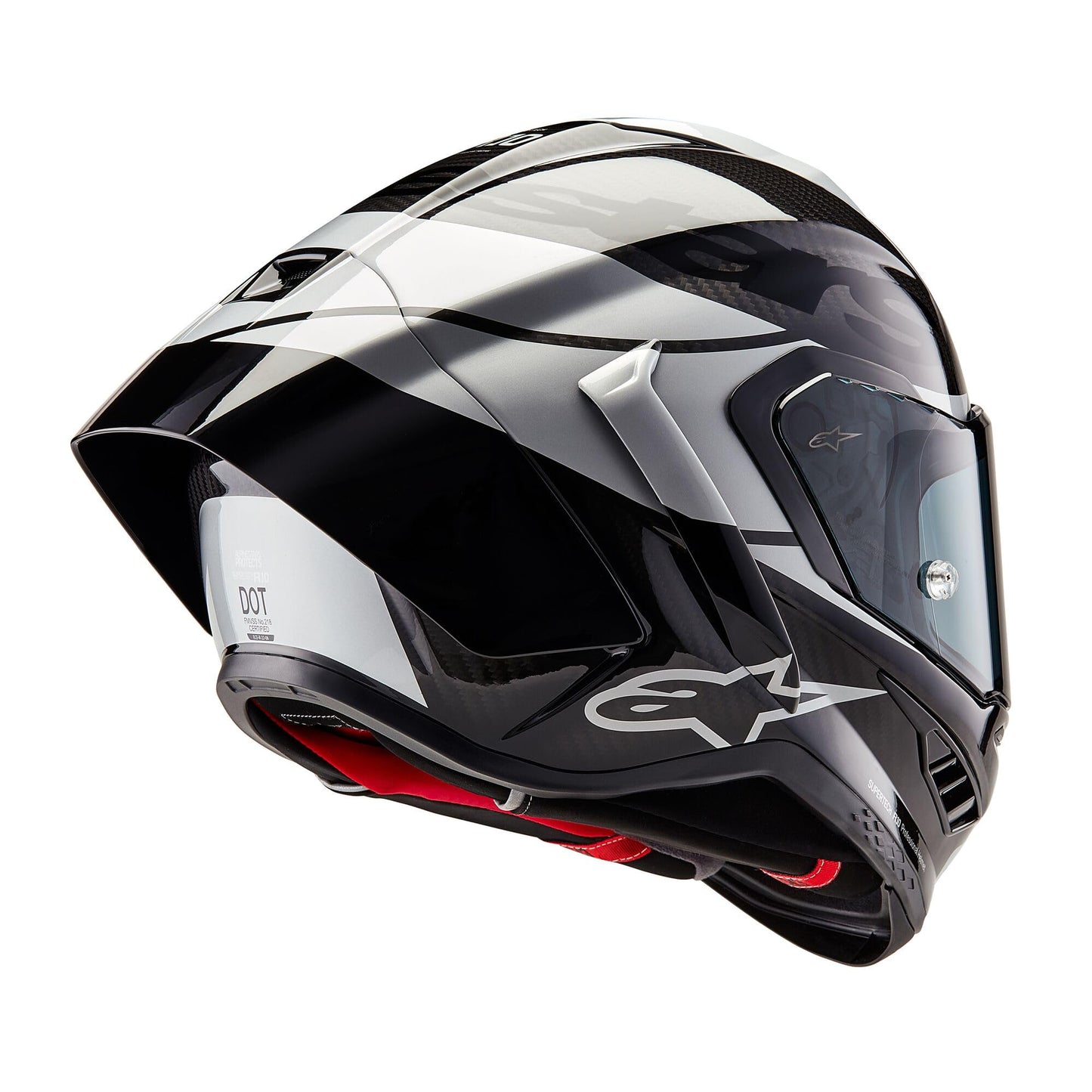 Alpinestars Supertech R10 Element Helmet, Carbon Fiber, Aerodynamic Full-Face Design, Ventilation & Safety, DOT & ECE Certified for Street & Track Riders, Black/Carbon Silver/Black Glossy, S