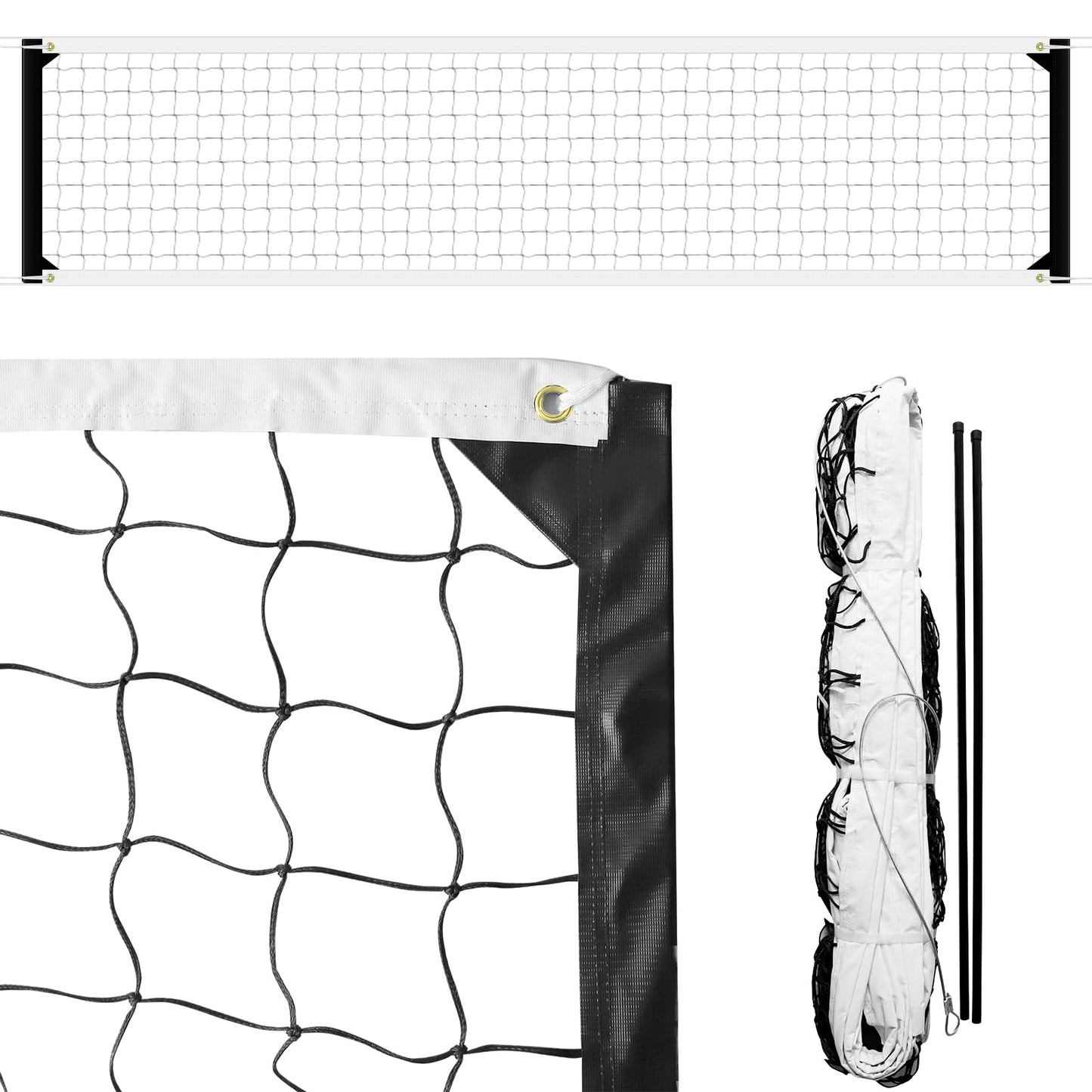 MegaNets Volleyball Net Replacement Heavy Duty Outdoor Volleyball Nets with Steel Cable, 32x3FT Volleyball Net for Backyard Volley Ball Net for Court Beach Pool Park(Net Only)