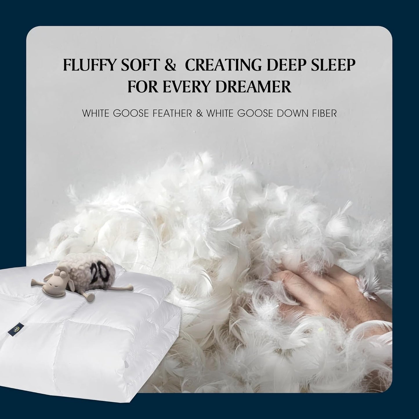 Serta Goose Feather Down Comforter - Luxurious Hypoallergenic Twin Size Duvet Insert | 100% Cotton, Medium Warmth, White 68 x 90 Inch