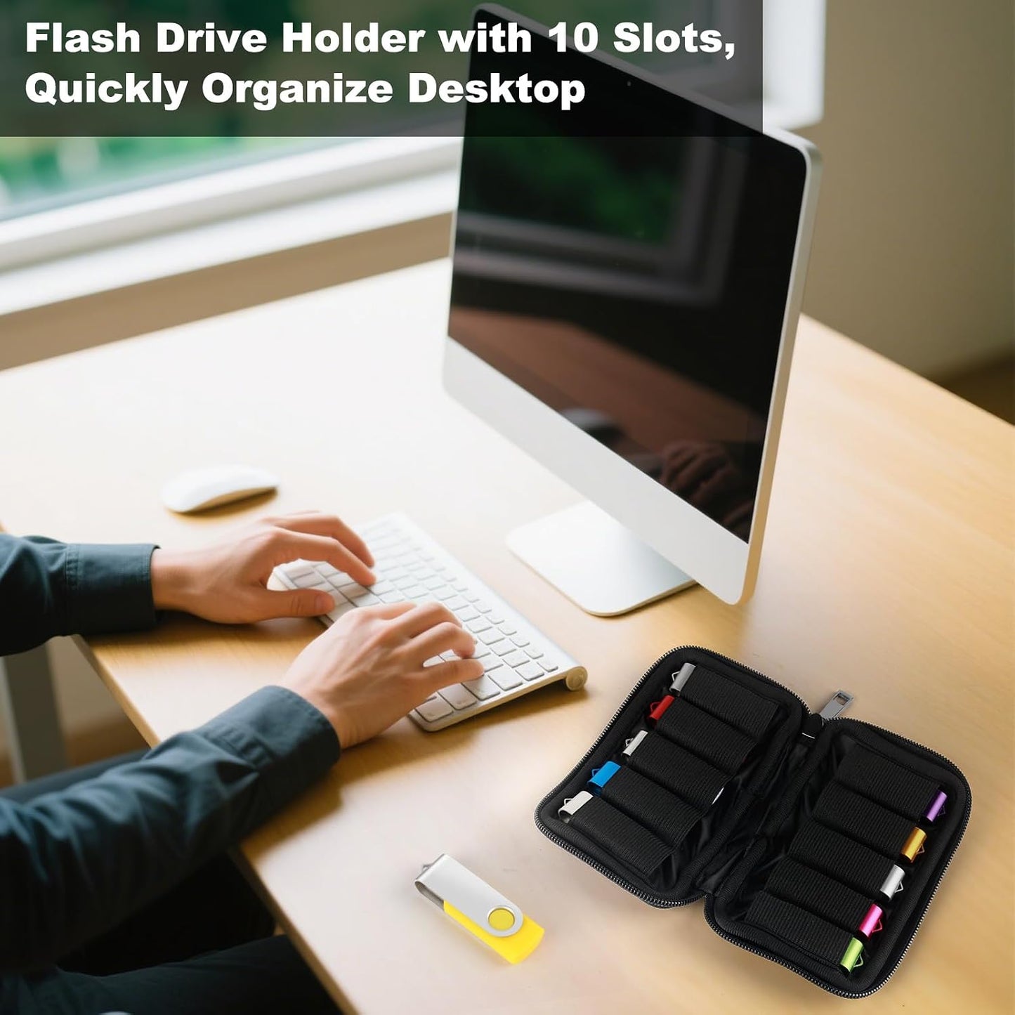 MECHEER 10 12 Flash Drive Case USB Storage Case Slots, Portable Thumb Drive USB Holder, Tech Organizer Travel