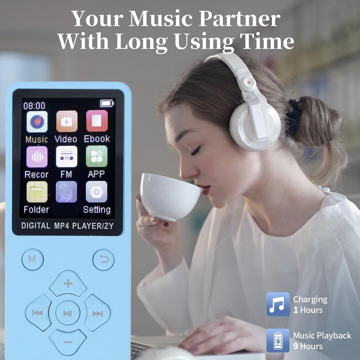 LICAEVEY MP3 1.8in 16G, 128GB Player with Bluetooth, Color Screen Portable HiFi Sound Music Player for Kids, Built