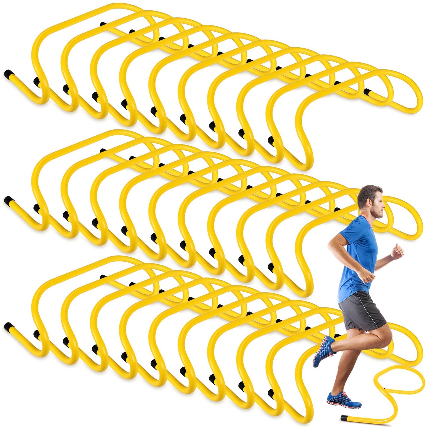 Wettarn 30 Pcs 6" Speed Agility Training Hurdles Plyometric Practice Agility Hurdle for Kids, Athletes, Basketball, Baseball, Soccer, Football Indoor Outdoor Sports Equipment(Yellow)