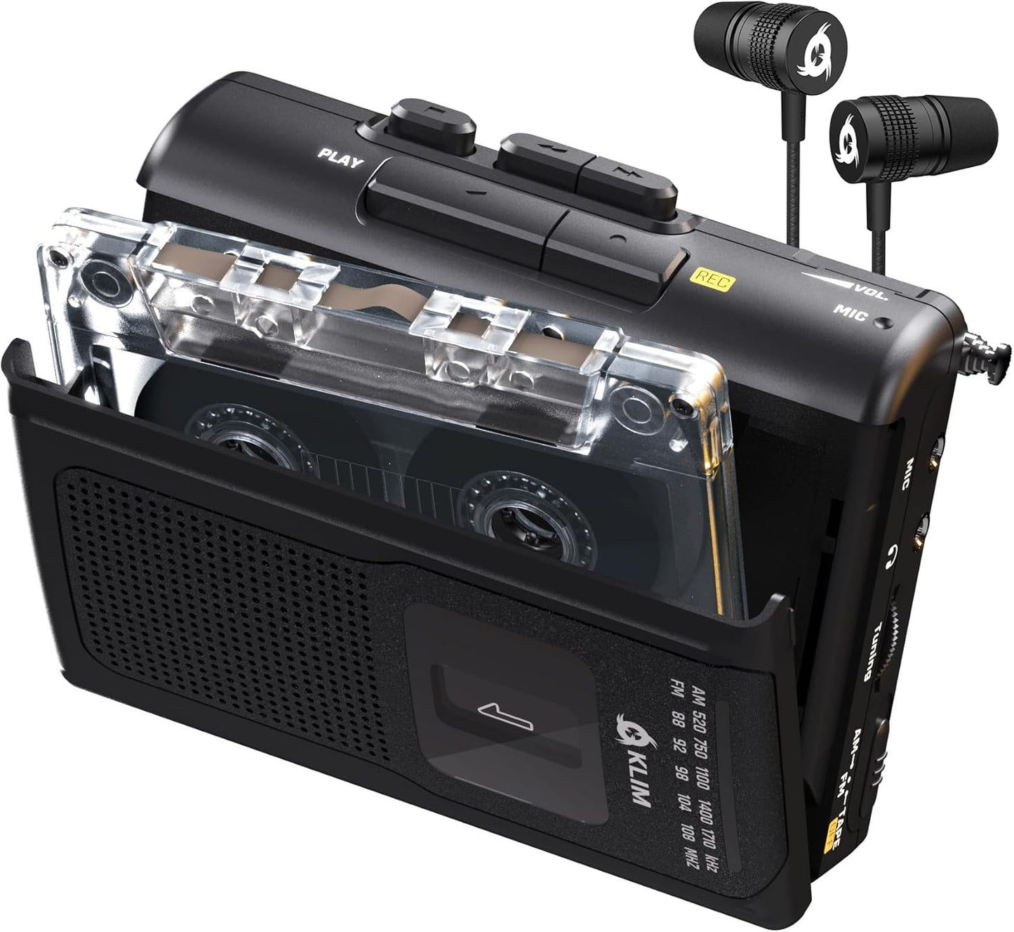 KLIM K8 Cassette F1 Cassette Tape Player Portable with Headphones - Recorder - New Version - AM/FM Walkman - Built