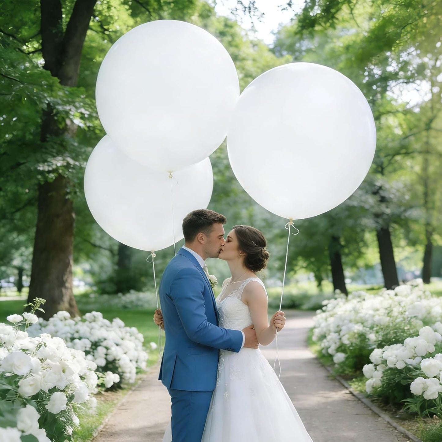 RUBFAC 36-Inch White Giant Balloons - Jumbo Latex Balloons for Weddings, Birthdays & Parties
