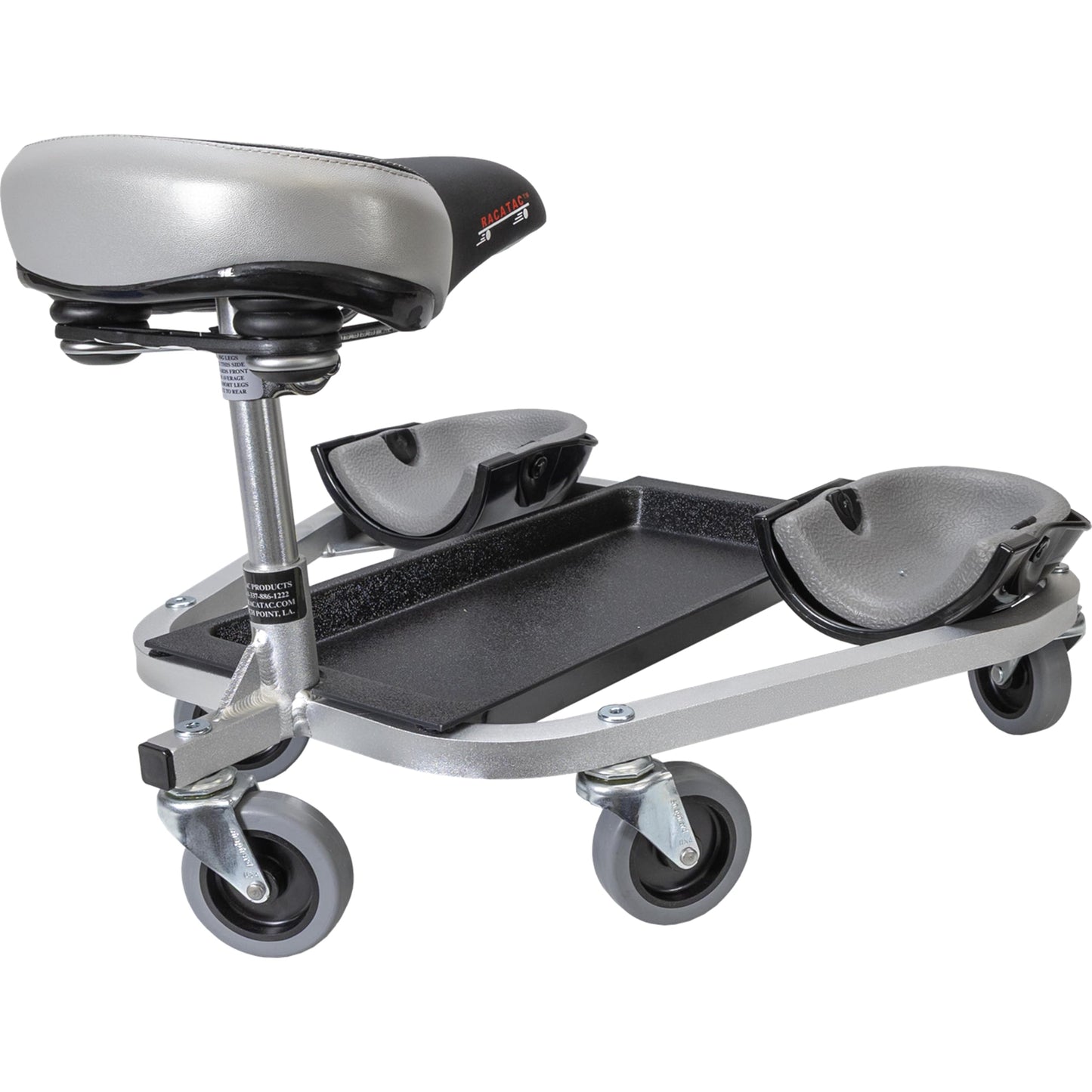 RACATAC Kneeling Sitting Creeper, 2 Inch Casters, Knee Pads, Adjustable Seat, Made in the USA, 01RAC