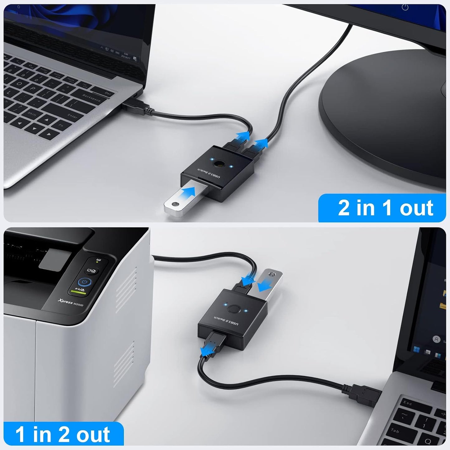 3.0 2 1 1 2 2 USB Switch, Bi-Directional USB Switch in Out / in Out, YINNCEEN USB Switcher Computers Share Keyboard
