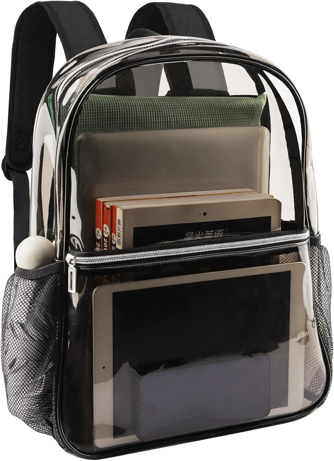 Backpack Backpack Clear Heavy Duty TPU Transparent for Sports,Work,Security Travel.(Black)