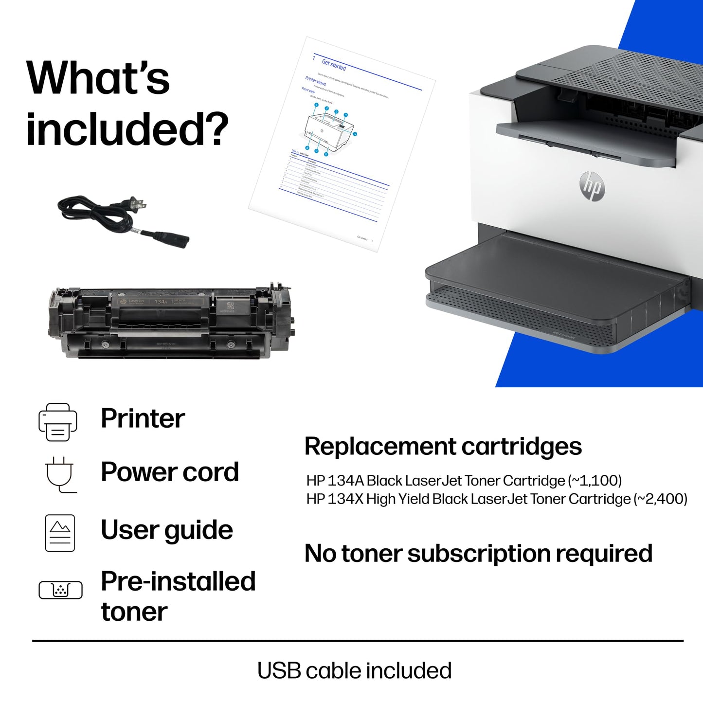 HP LaserJet M209d Laser Printer, Black and White, Automatic Duplex, Wired Connection Only (USB Cable Included), Best-for-Home Office (8J9L0F)