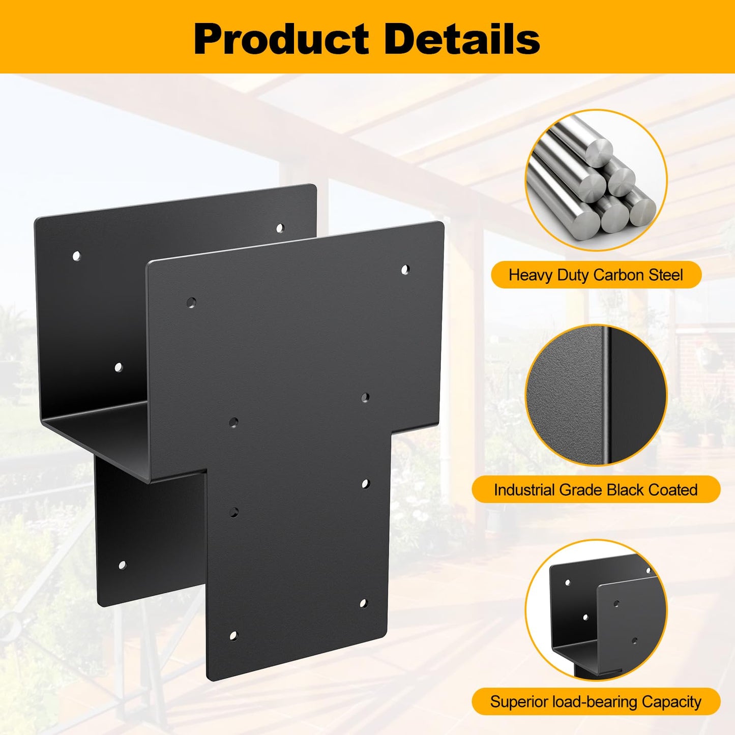 6"x 6" Post Cap Tie Rod Brackets,TROPTOLKY Heavy Duty Wood Beam Tie Rod Brackets, for Supporting Outdoor Pergolas, Gazebos, Decks and Porches,2 Pcs