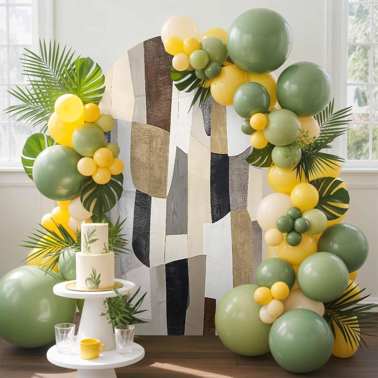 Jnbasdffb 7.2 Abstract Geometric Wedding Arch Cover, Stretchy Spandex Arch Backdrop Stand Covers FT, Oil Painting