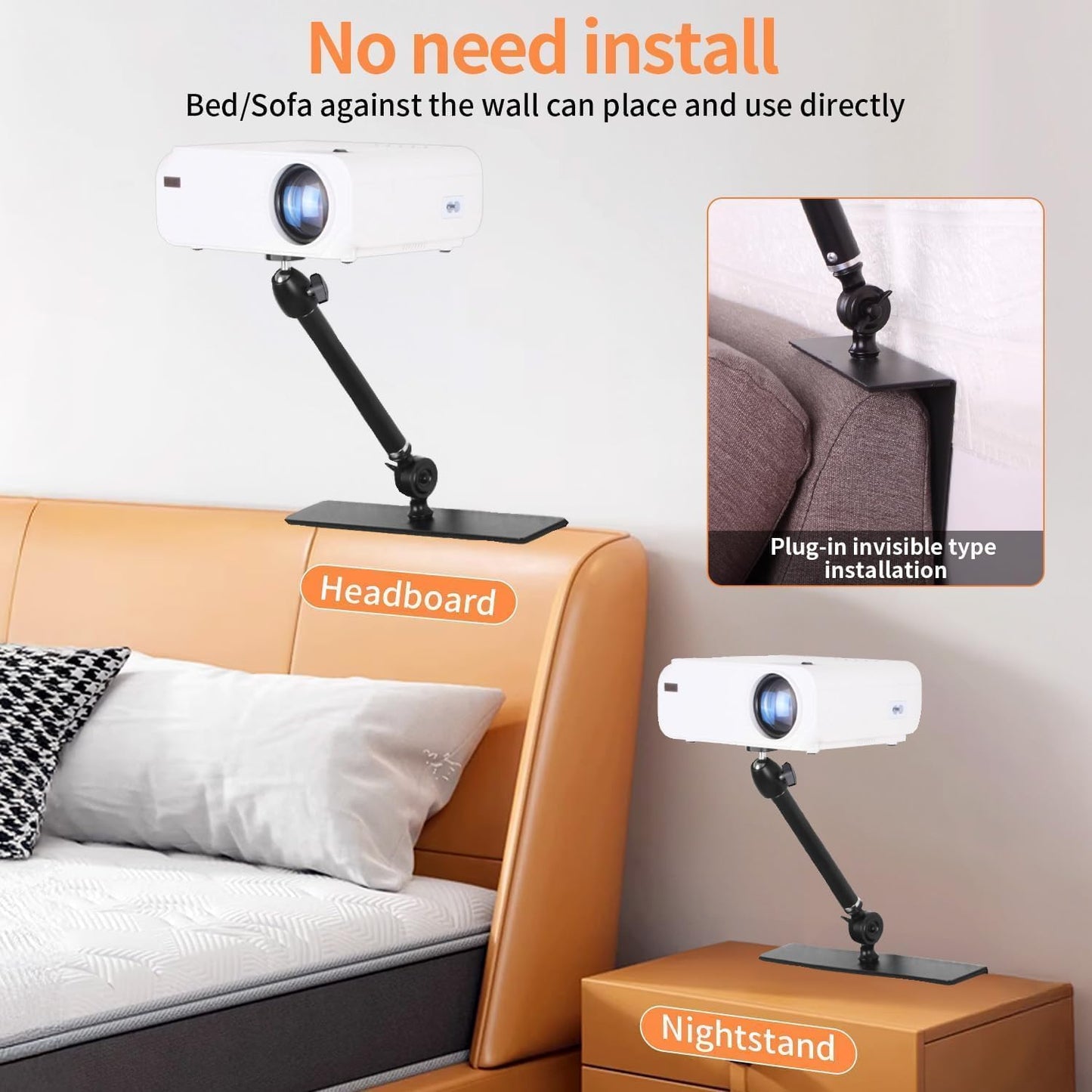 My Diemlife 20 cm, 99% My DIMELIFE Bed Sofa Projector Stand - Fixed Length Angle Adjustble Projector Mount, Invisible