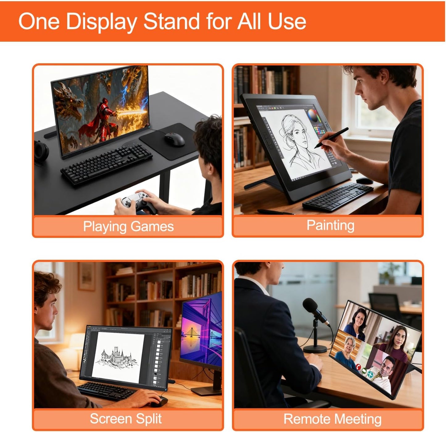 Spaseeba 14-27 inch 20/Kamvas 22/Plus/Kamvas 24(Black) Adjustable Drawing Tablet Stand Digital Graphics Tablet Monitor