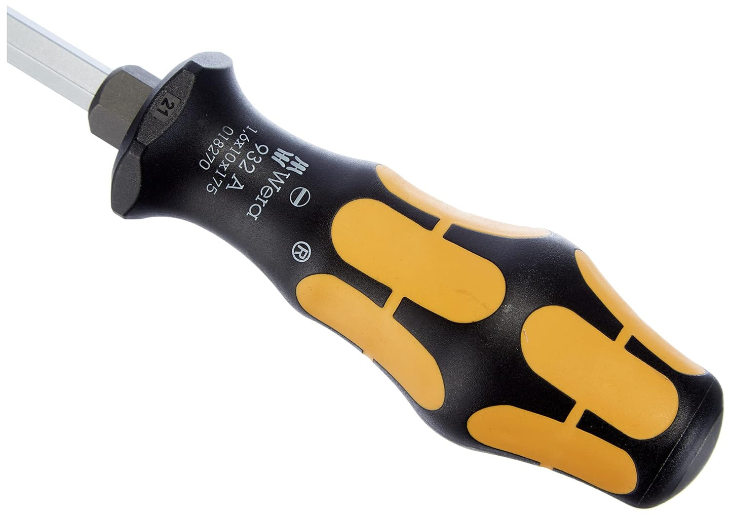 Wera Kraftform Plus 932 A Slotted Screwdriver - 10mm Head, 7" Blade Length, Multicolor