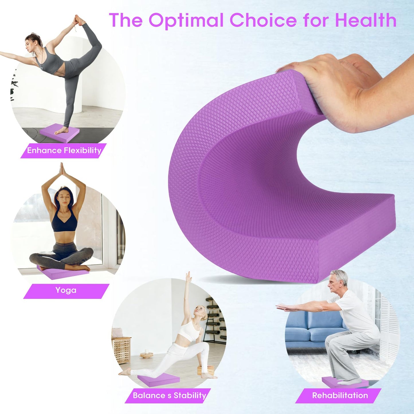 MBKHFLL Exercise Balance Pad，Balance Foam Mat for Physical Therapy Equipment & Strength Stability Training, Slip Resistant Foam Mat for Yoga, Pilates, Meditation，Gardening knee pads (Purple)