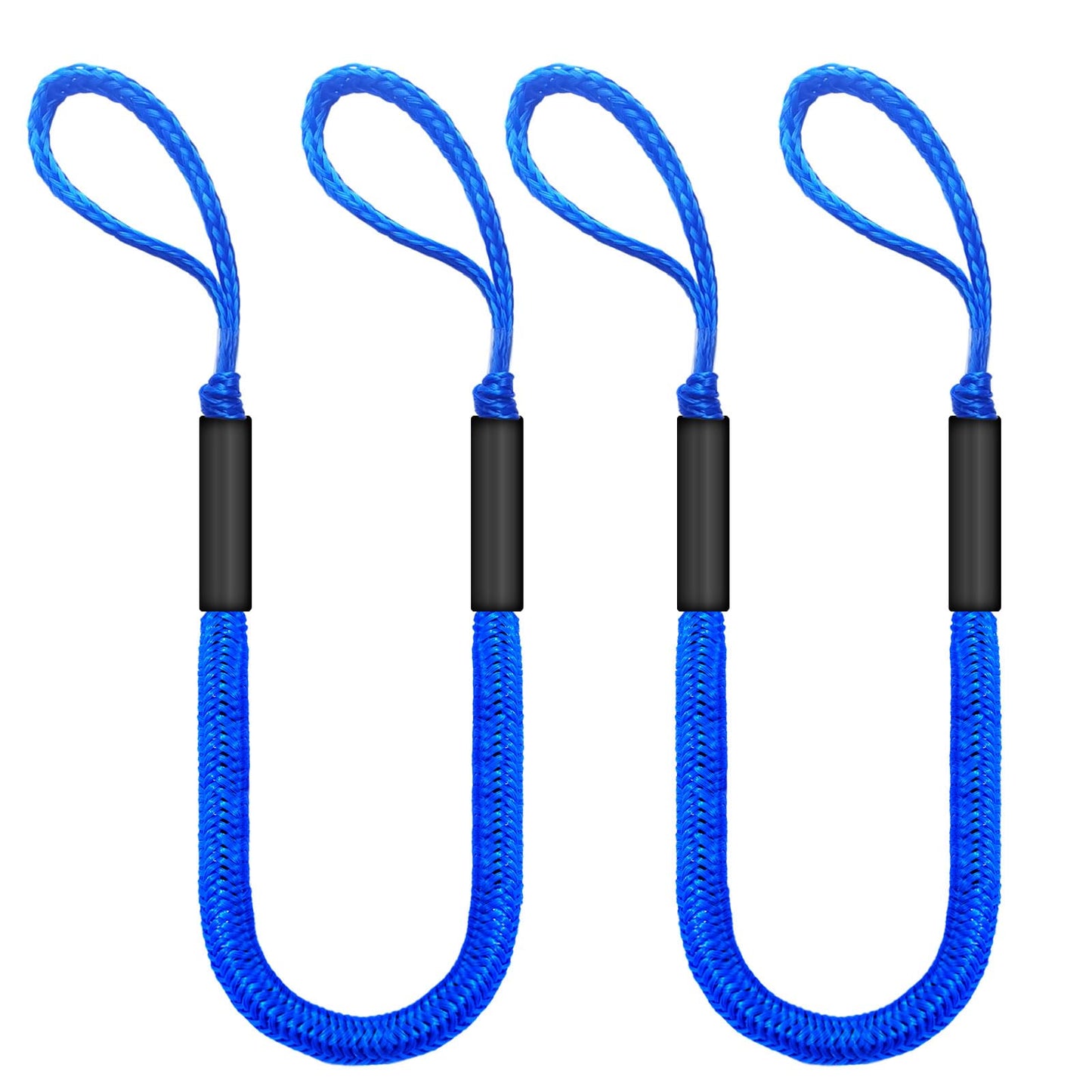 4FT Bungee Dock Line for Boats – Shock-Absorbing Elastic Rope with Quick-Release Loops – Secure Docking for Bass Boat, PWC, Canoe(Blue)