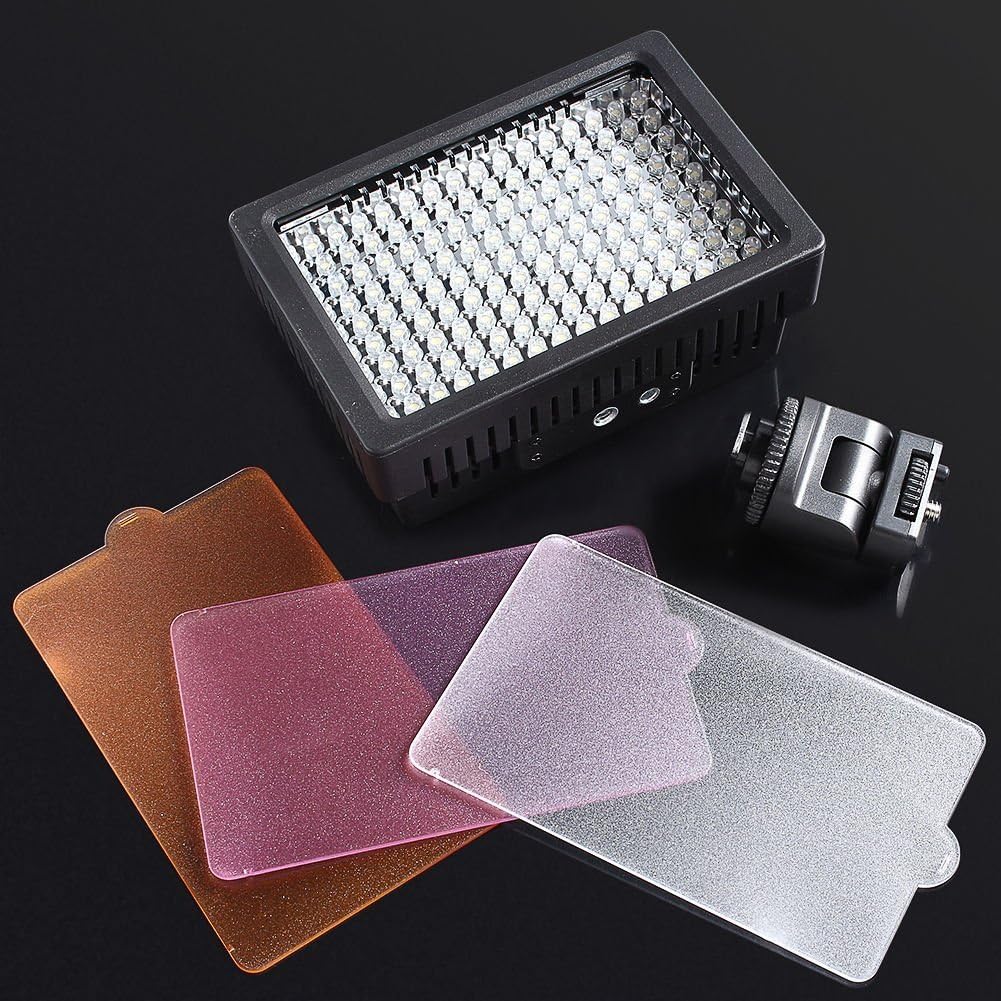 SSE 160 5600K 3 LED Digital Video Light of LEDs Video Kit Includes Rotating Cold Shoe Mount and Filters for Canon