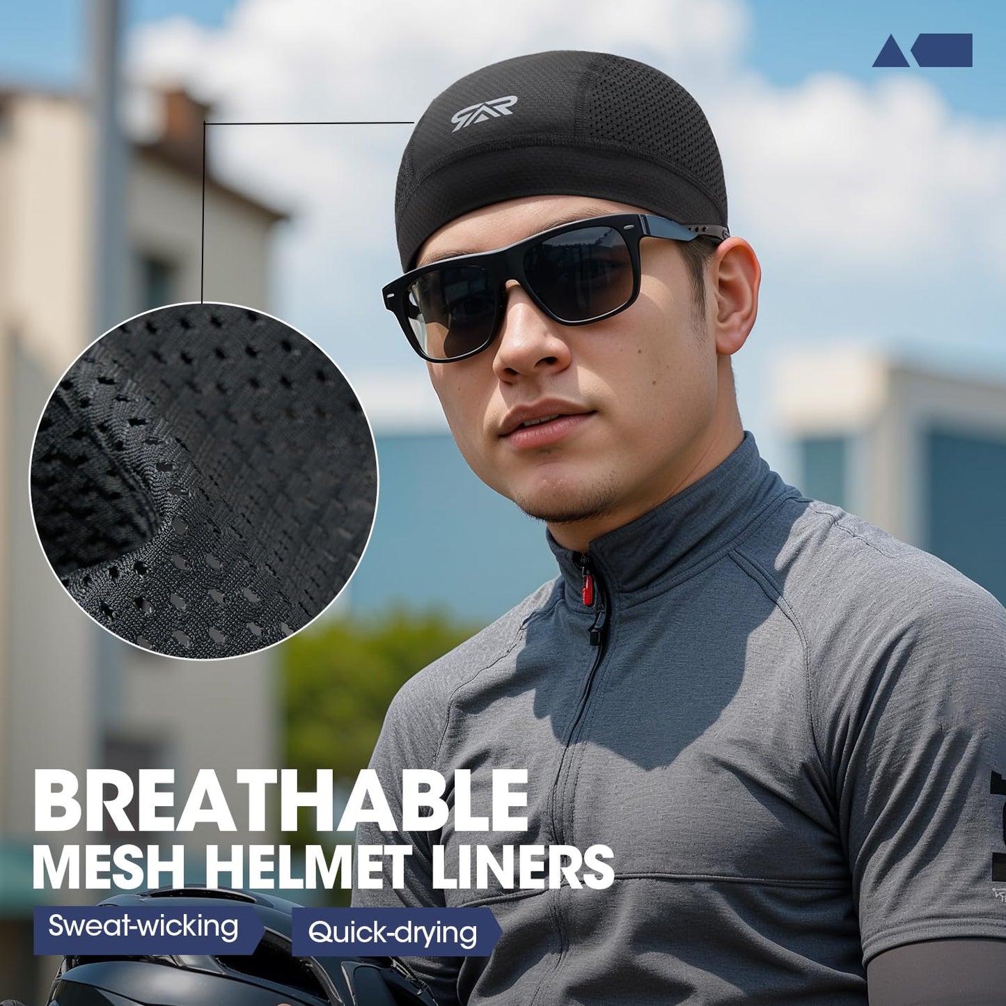 SUNMECI 2 Pcs Cooling Breathable Mesh Skull Cap for Men Women Lightweight Quick Dry Cycling Moto Helmet Hard Hat Liner
