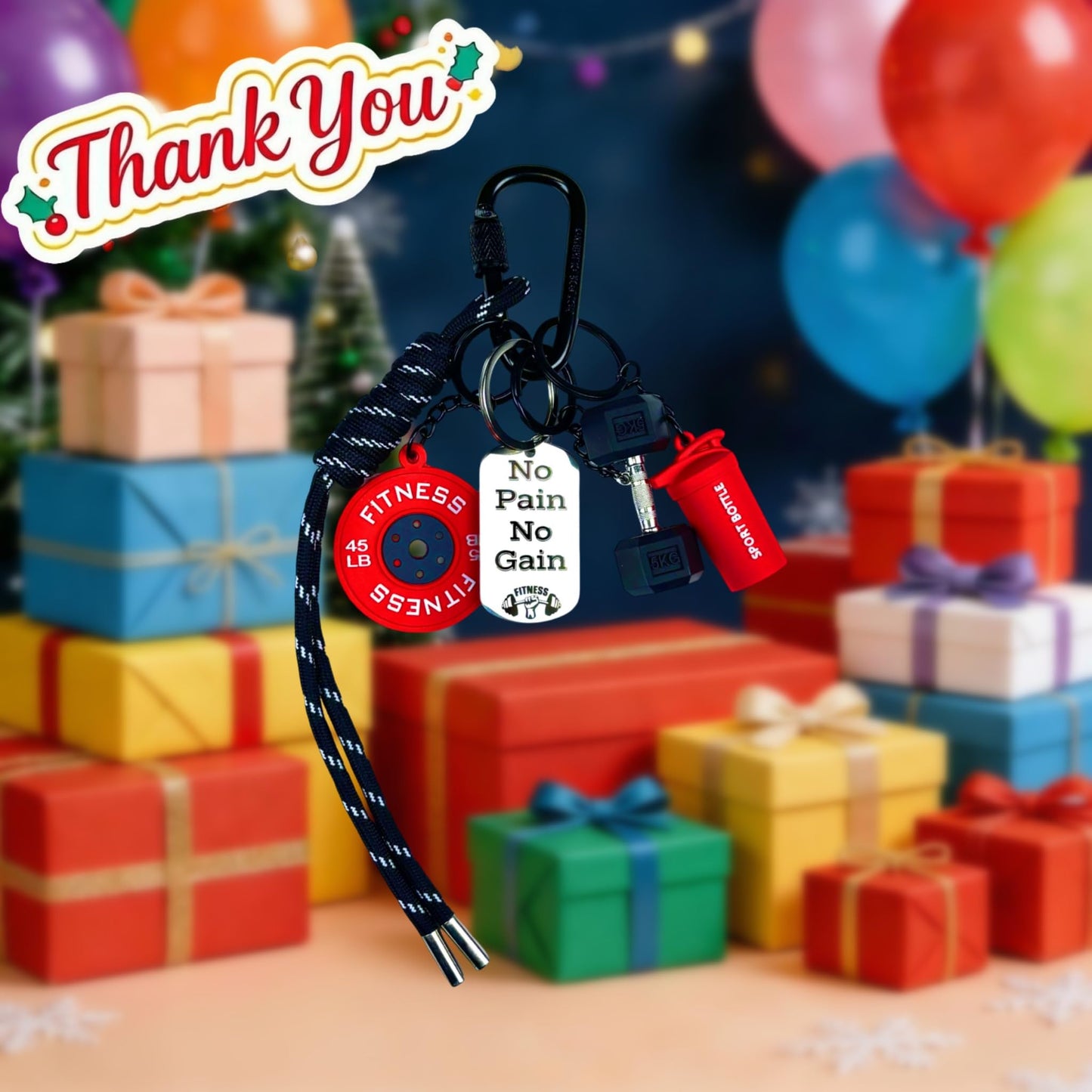 FENGSHOUNIAN 2 Pcs Dumbbell & Weights Keychain, Flexible Wrist Coils, Motivational Fitness Gym Keychain Bag Purse Charms Fitness Gift