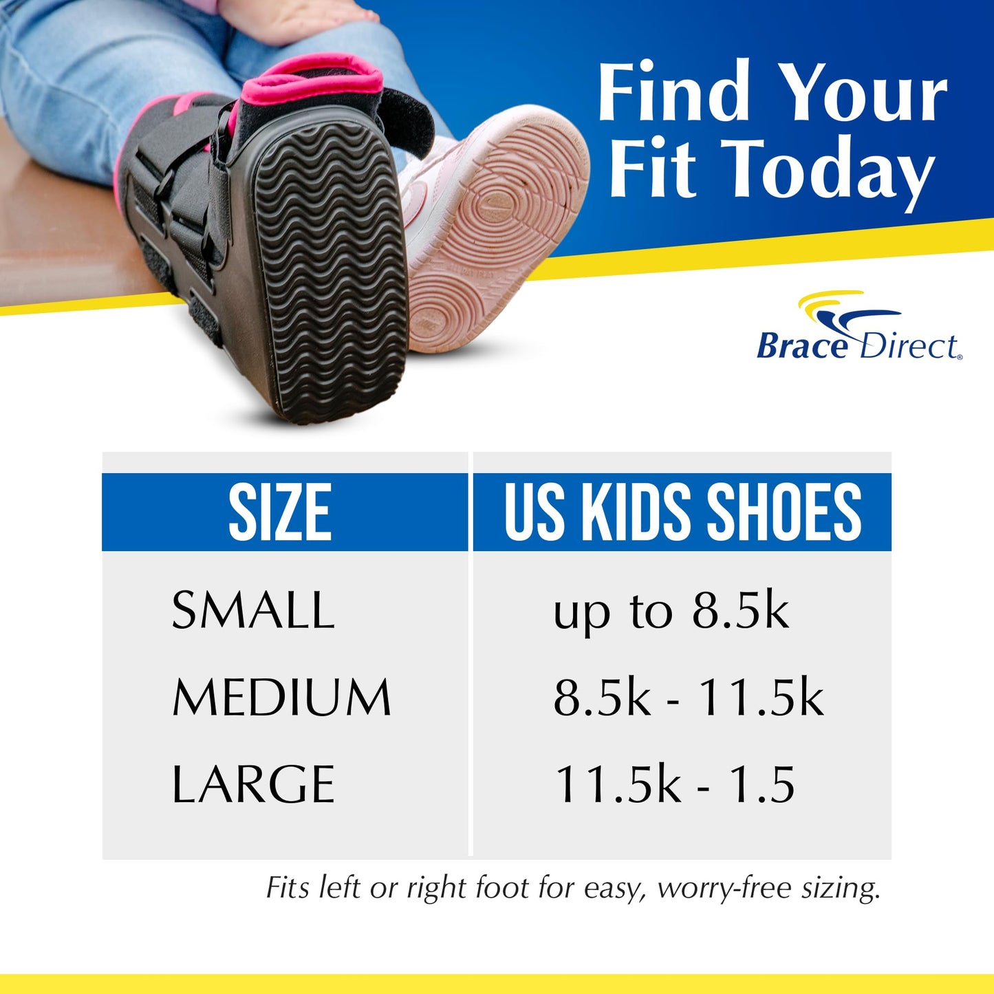 Brace Direct Pediatric Walking Boot – Kids Fracture Boot for Foot Injuries, Ankle Sprains & Post-Op Recovery, Pink PDAC L4386, L4387 (Large, US Kids 11.5K–1.5)