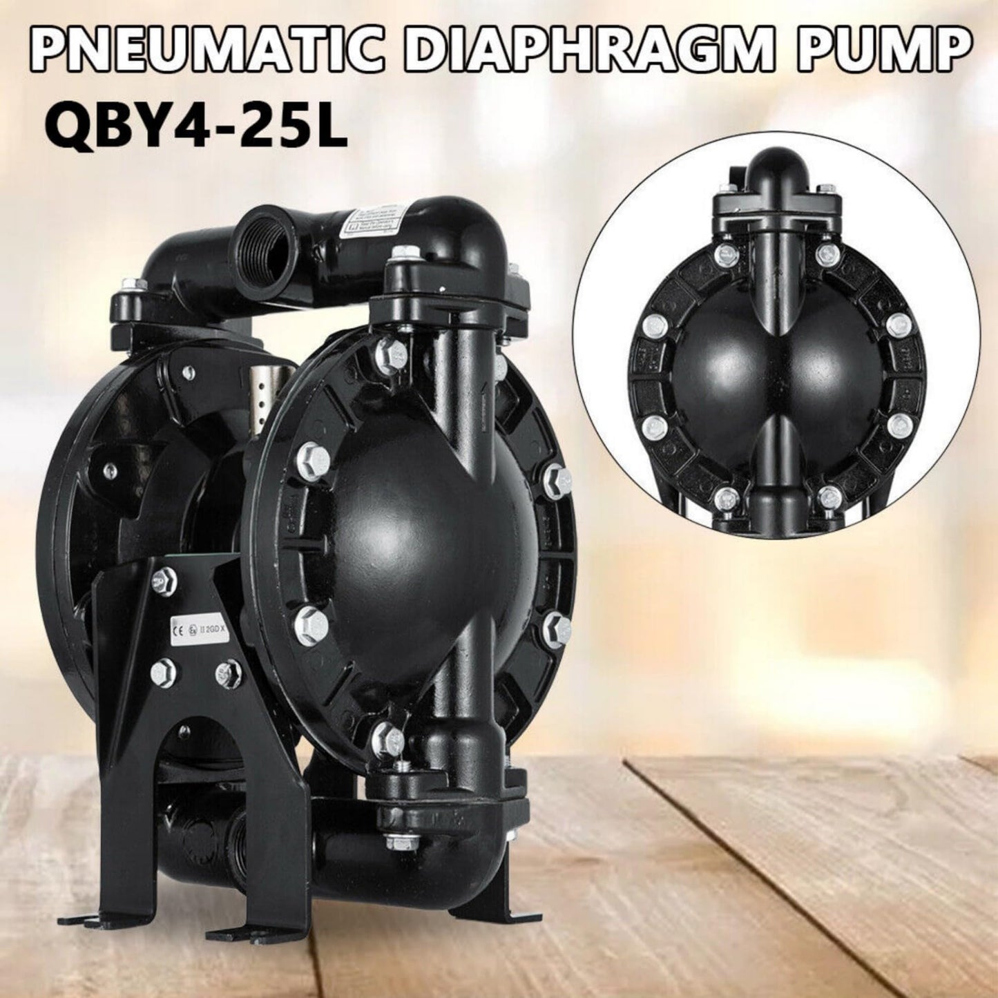 awolsrgiop Air-Operated Double Diaphragm Pump 1" Inlet Outlet Petroleum Fluids, 35GPM 120PSI Diaphragm Pump Up to 150 Degrees F. for Petroleum, Metallurgy, Mining, Coating Material, Printing