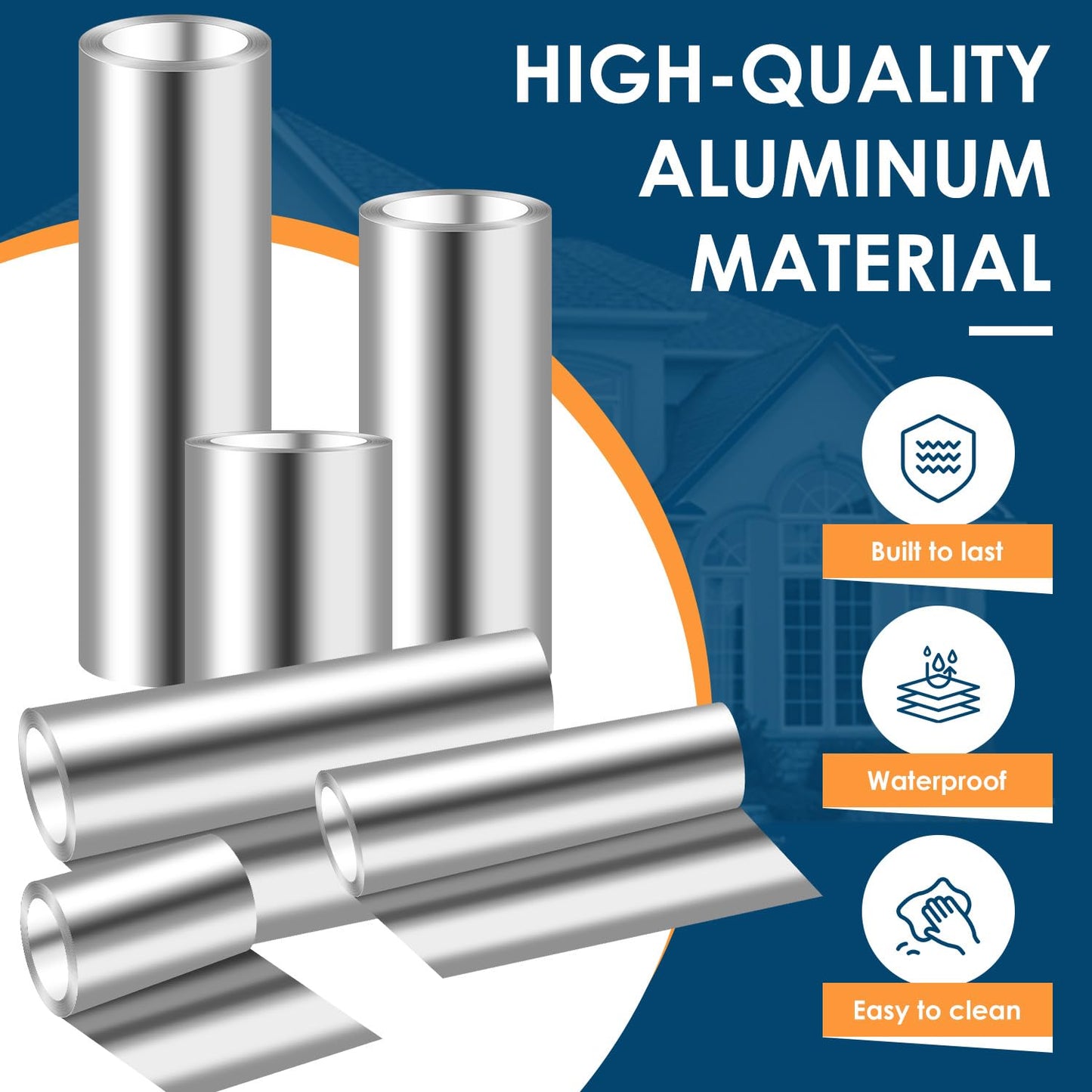 Aluminum Roll Flashing, 40'' x 50' Metal Roofing Roll for Roof and Garden, Prevents Roofing Stains, 0.019-inch/0.3 mm Thickness (26GA) Roof Strip for Moss and Mildew Prevention