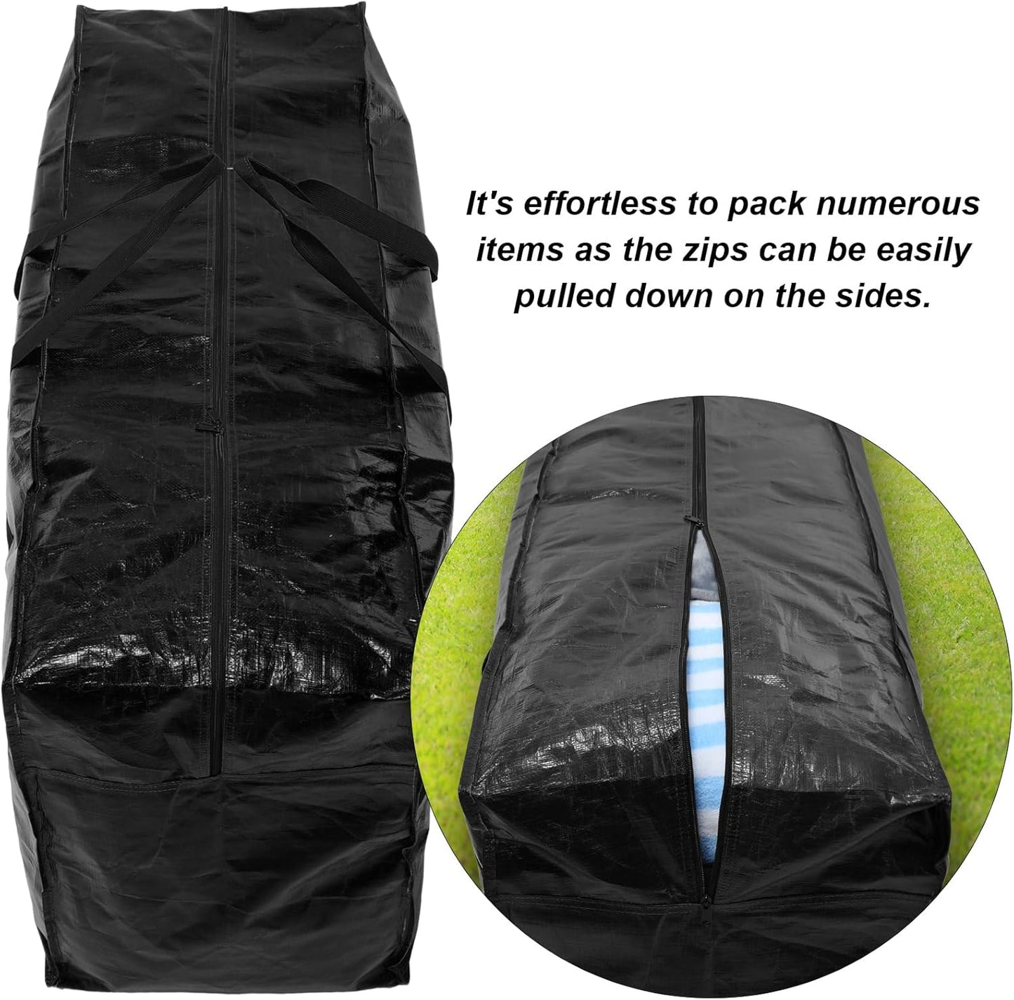 Windyun 57 Gallon Extra Large Heavy Duty Moving Bags - Jumbo Tote with Strong Zipper Handle | Black 4 Pack