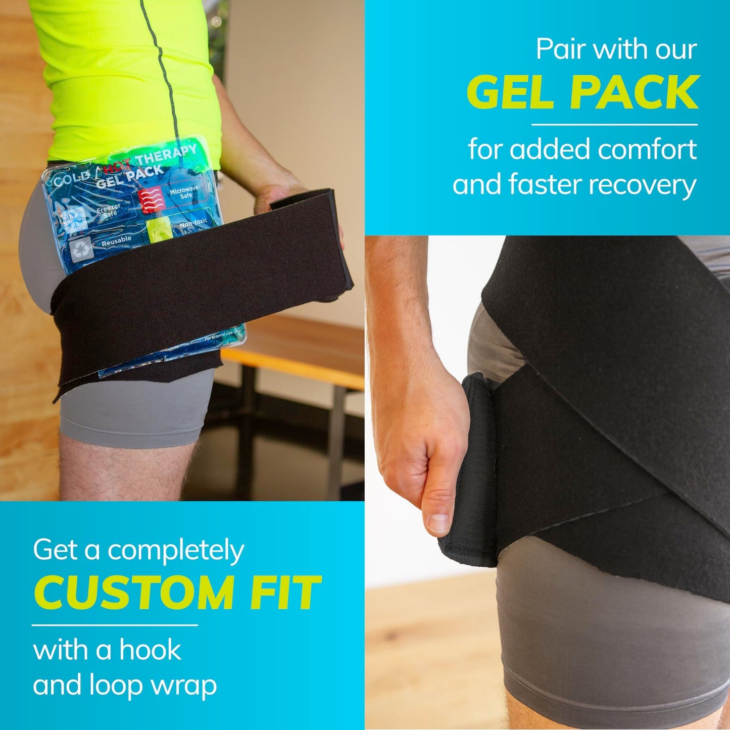 BraceAbility Hip Support Groin Brace - Hamstring Compression Wrap for Sciatica Pain Relief, Labral Tear, Thigh, Groin Pull - Sciatica Hip Brace for Men or Women (One Size)