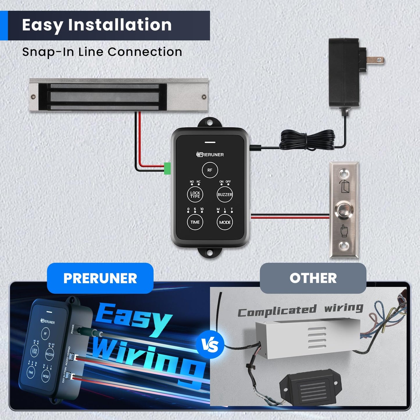 𝙐𝙥𝙜𝙧𝙖𝙙𝙚 600lbs Electromagnetic Door Lock Access Control Outswinging.600lbs/280kg Electric Door Magnetic Lock Kit System with 2 Remote Control、Integrated Power Box