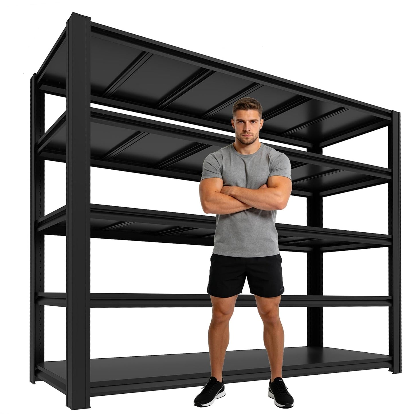 KLRFUA 5-Tier Garage Shelving Unit | Adjustable Garage Shelves, Storage Racks, 3,600-Pound Capacity, Dimensions: 84H x 61.88W x 23.88D, Metal Store Shelving, for Garage Storage (5T-84H*61.88W*23.88D)