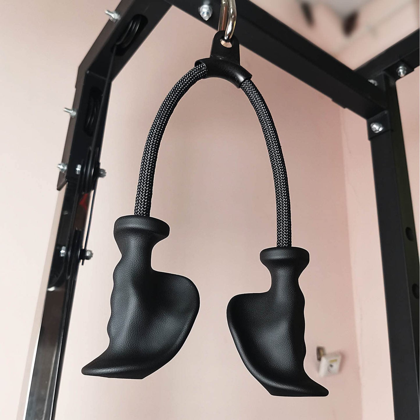 Ergonomic Tricep Rope Pull Down Attachment, Upgraded Long Triceps Rope Cable Attachments for Gym, Lat Pull Down Bar for Cable Machine, Tricep Lat Pulldown Workout Cable Attachments (HAND ROPE-01)