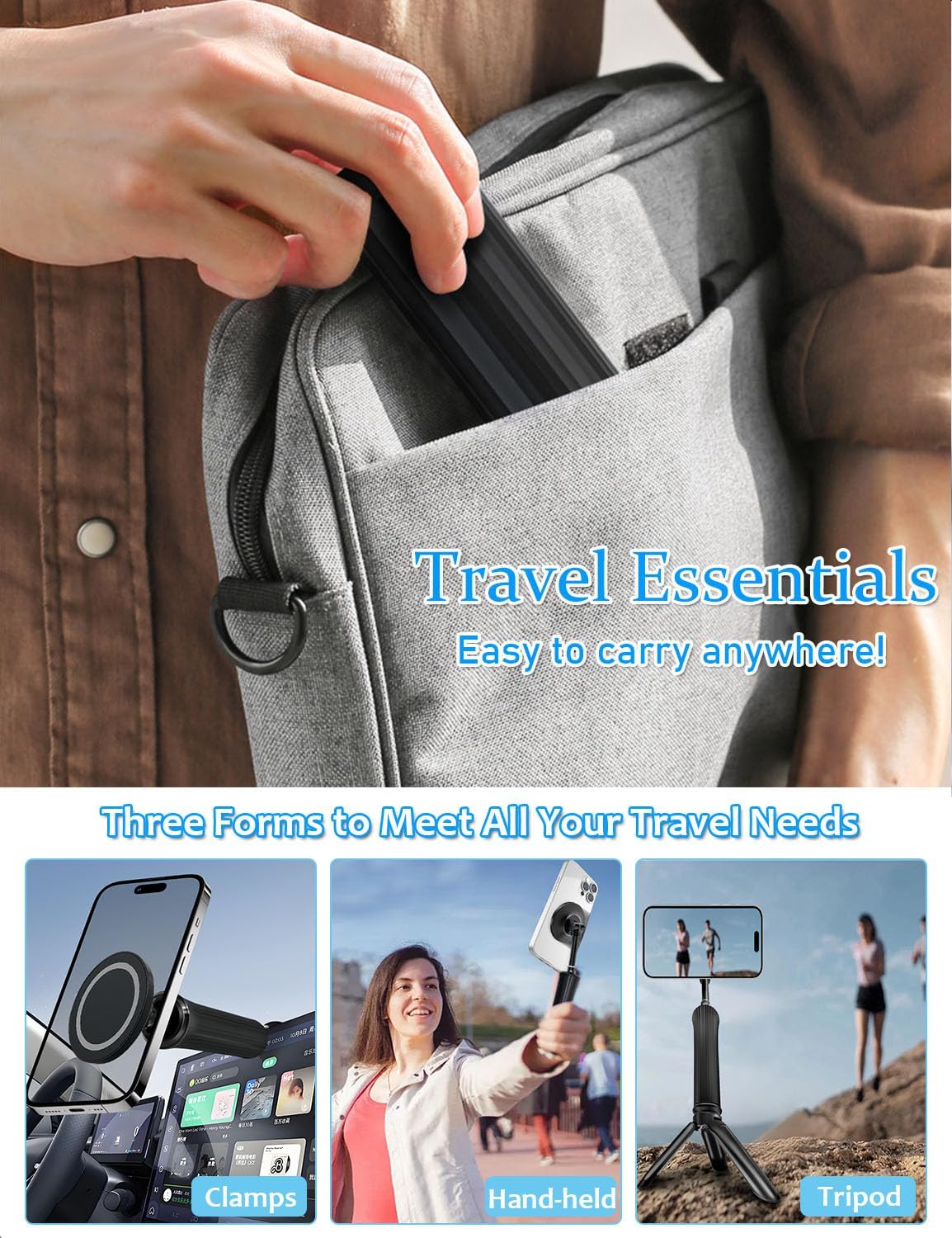 CLQ 360 16 15 14 13 4-7" Magnetic Phone Holder for Desk, for Magsafe Cell Phone Mount Clamp Clip, Rotating Adjustable