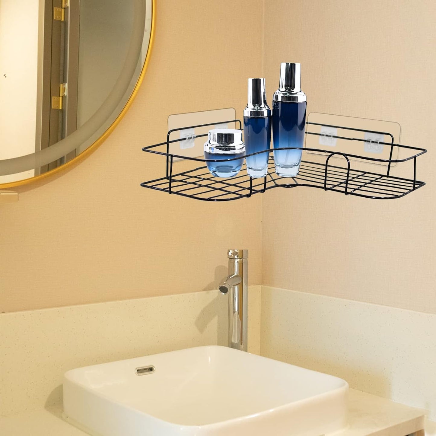 Skiennix Shower Caddy Adhesive - Strong Transparent Replacement Sticky Pads | No Drilling, Ideal for Bathroom & Kitchen Storage