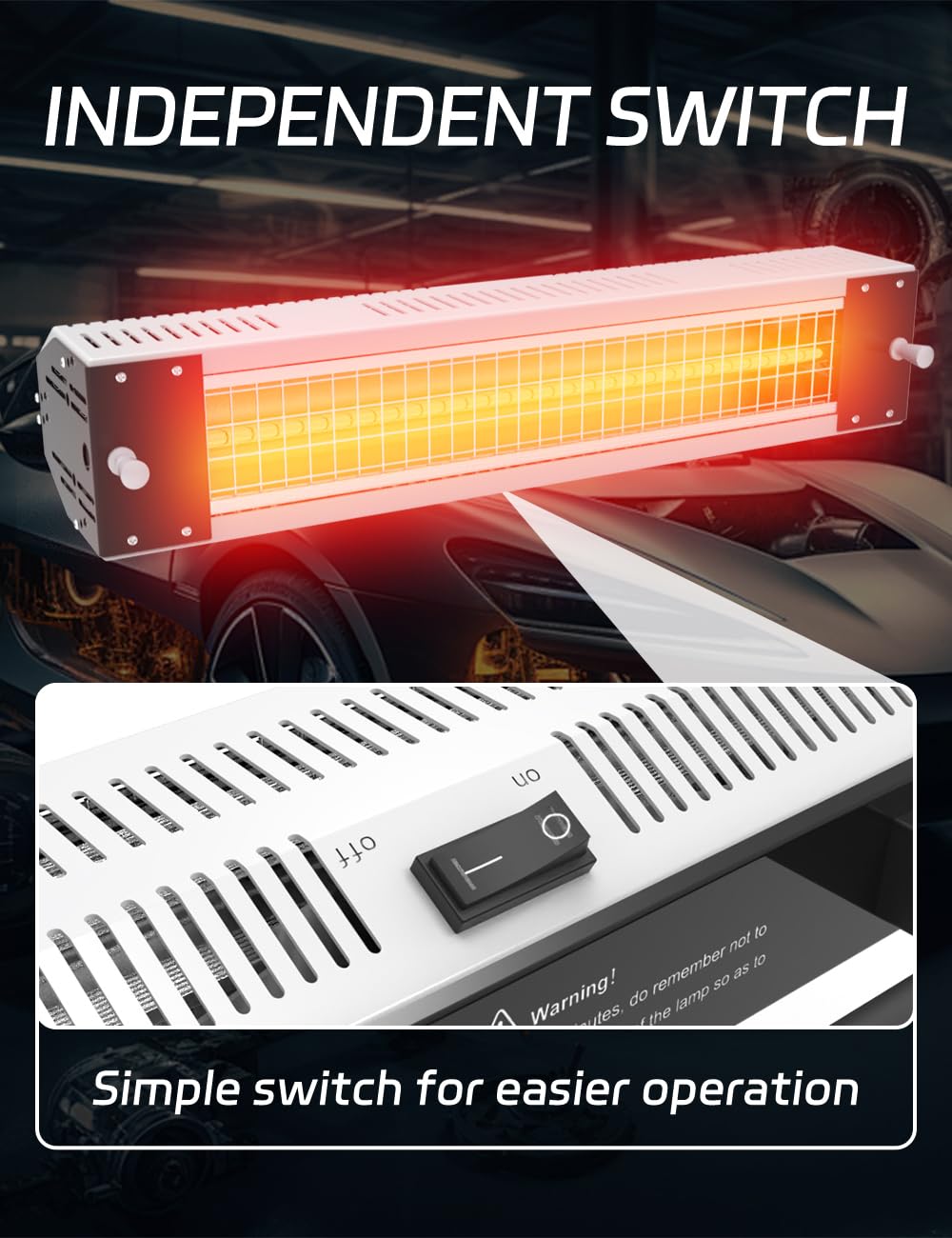 Solary Infrared Paint Curing Lamp, 1000W 110V Hand-held Short Wave Infrared Heater for Automotive Spray, Car Bodywork Repair Paint Dryer