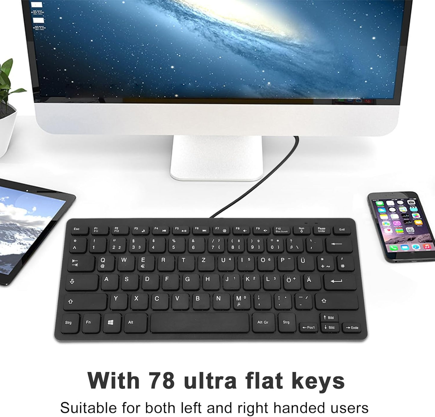 VBESTLIFE 78 2.0 Bilingual Language Keyboard, Keys Ultra Slim Language Keyboard, USB Wired Computer Keyboard, Quiet