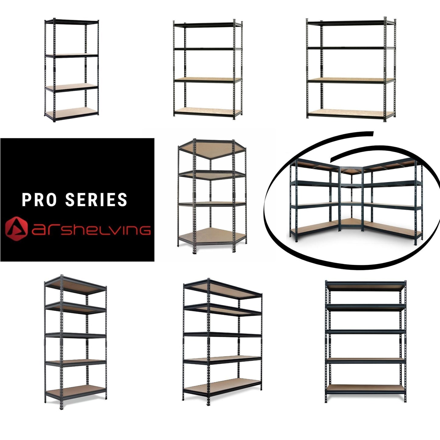 AR Shelving Pro Series Garage Storage Corner Shelving Unit — 4-Tier, Steel, Matte Black, 36in. W x 72in. H x 36in. D, 2000-Lb. Capacity, Model# TRCD18400KFUS0